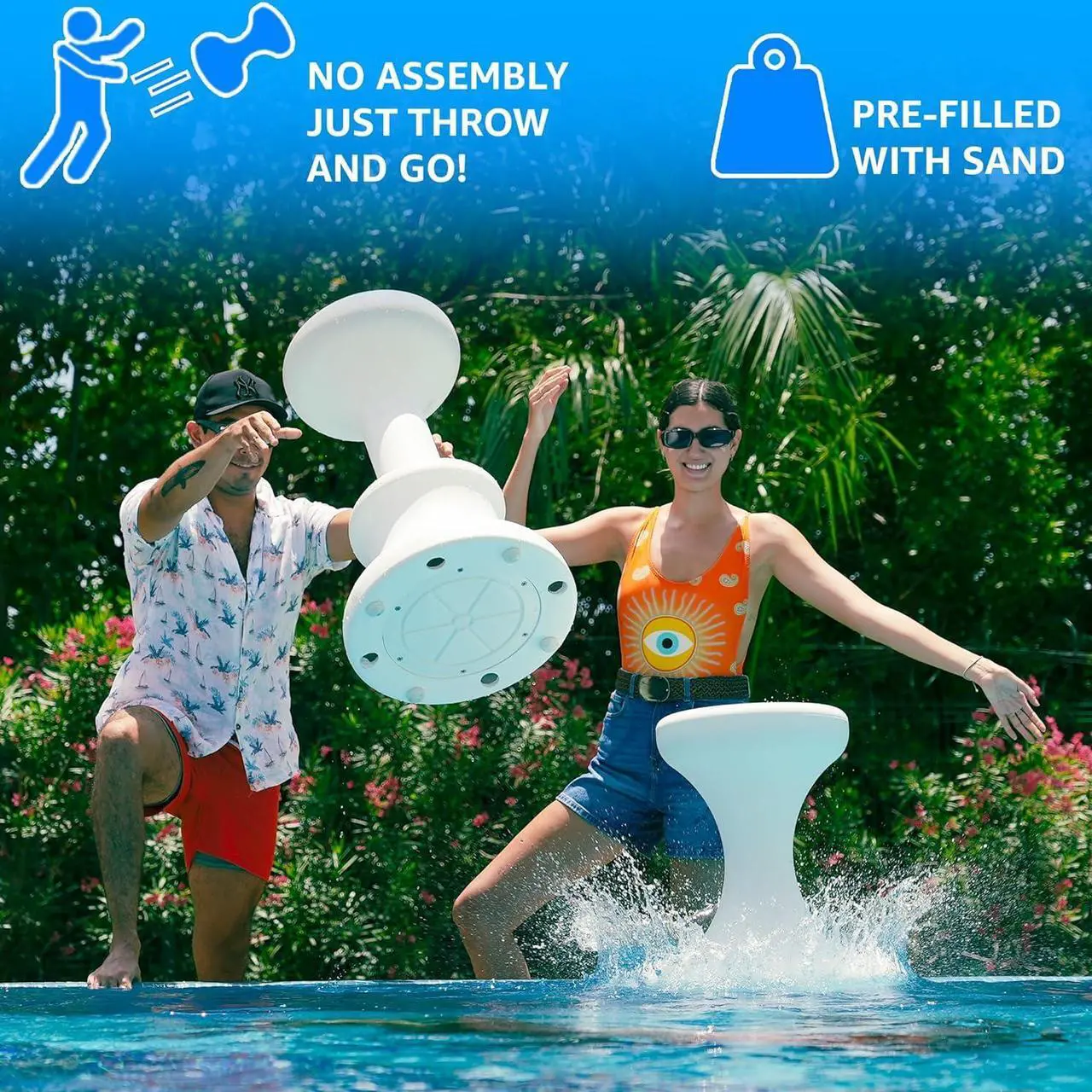 Alt view image 4 of 6 - DUNNRITE Products USA Made Pre-Weighted Pool Stools for Underwater Use, Make The Perfect Pool Bar Scene with This 24 Inch Submersible Pool Barstool