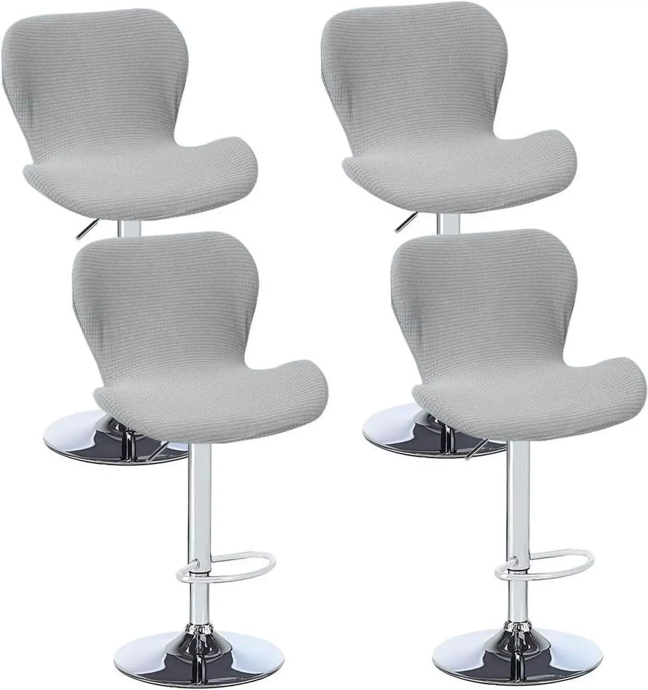 Main image of Stretch Counter Height Bar Stools Cover Set of 4, Jacquard Swivel Bar Chairs Cover Swivel Barstools Stretchable Slipcovers Dining Room Breakfast Chair Bar Chairs Protector Light Grey