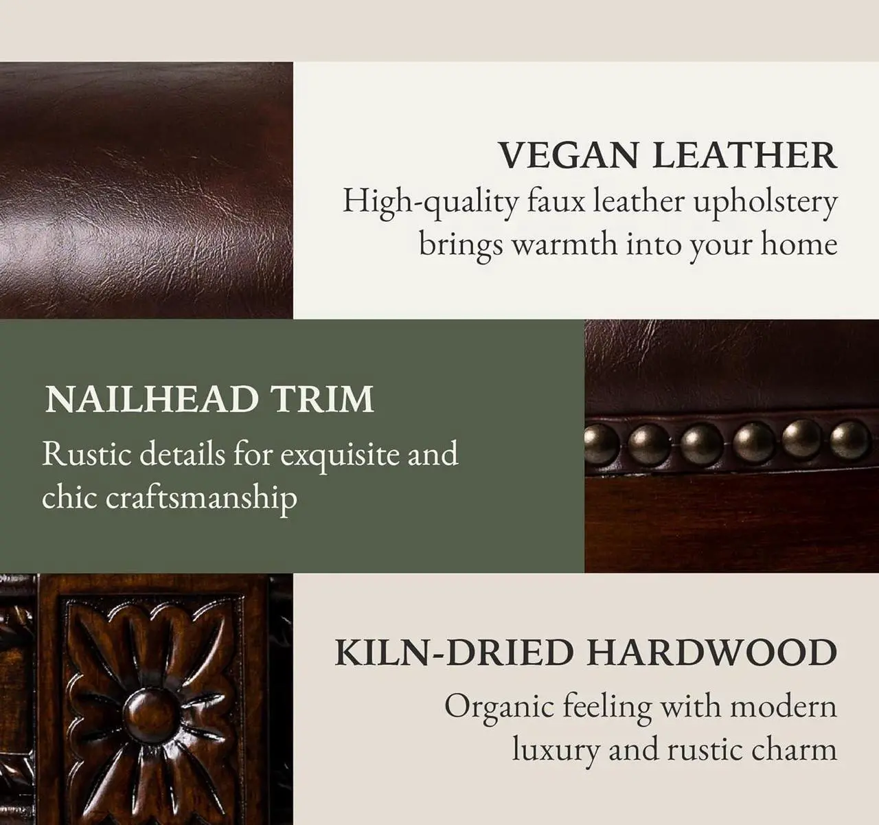 Alt view image 5 of 6 - Maven Lane Pullman 31 Inch Tall Counter Height Upholstered Barstool with Back in Dark Walnut Finish with Vintage Brown Vegan Leather Cushion Seat