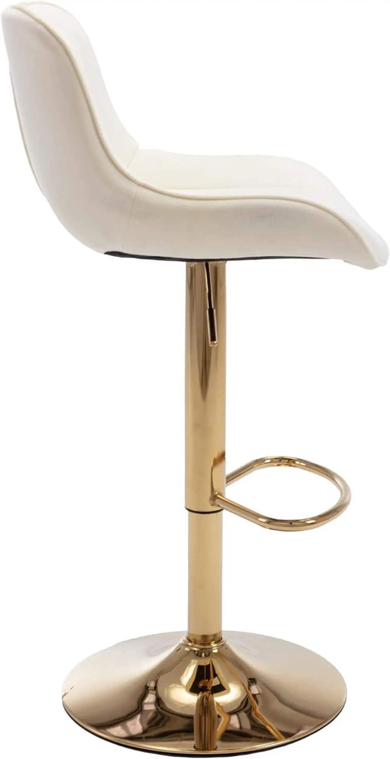 Alt view image 7 of 7 - Homtique Gold Bar Stools Set of 2 Swivel Adjustable Counter Height Barstools Modern Velvet Bar Stool with Low-Back and Footrest for Kitchen Island Pub Dining Room (Beige)