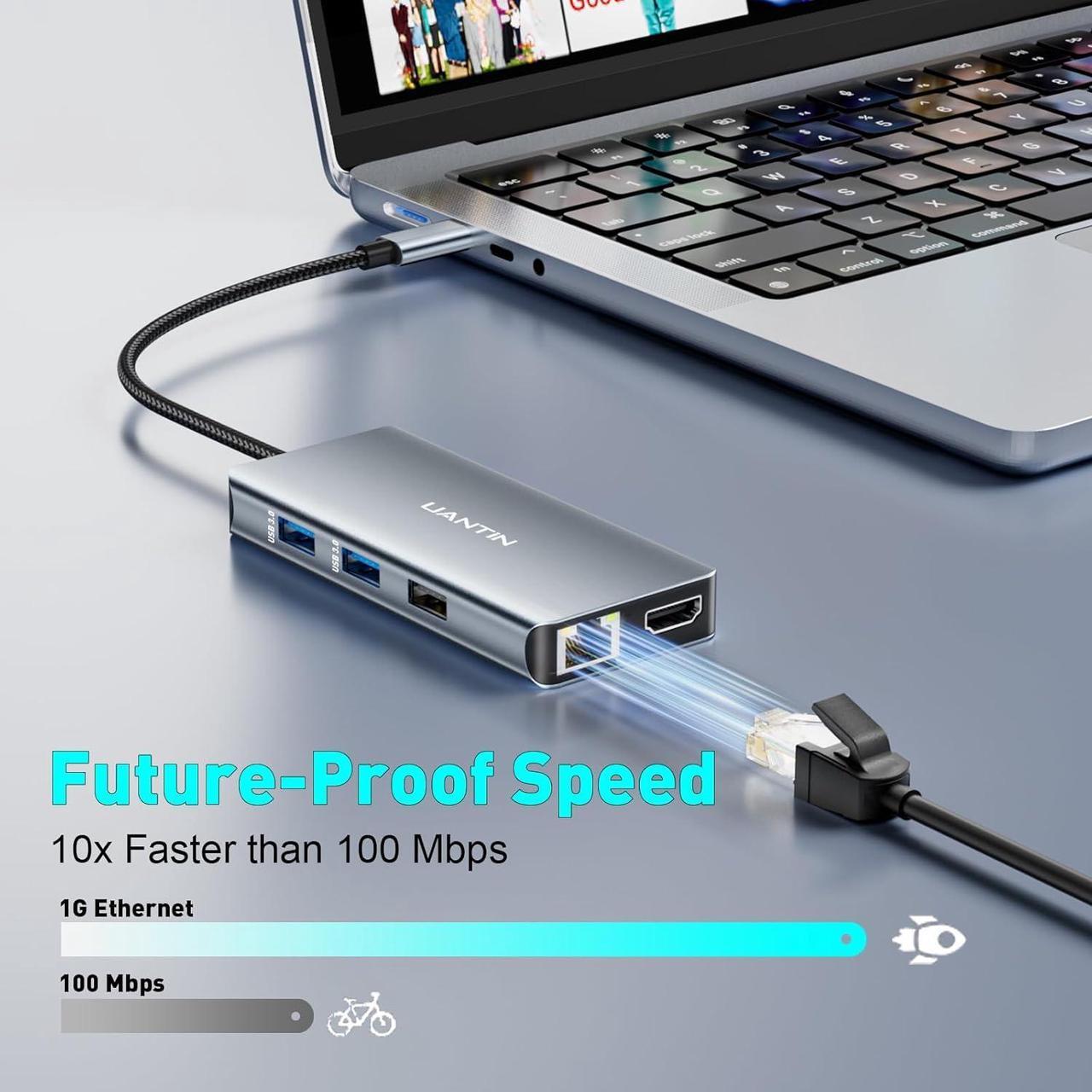 Alt view image 6 of 7 - Laptop Docking Station Dual Monitor | 9 in 1 USB C Hub Multiport Adapter with Dual HDMI Ports,1000Mbps LAN, 100W PD, 3 USB, SD Card Reader, USBC Dock for Dell/XPS/Lenovo/Surface/Yoga etc