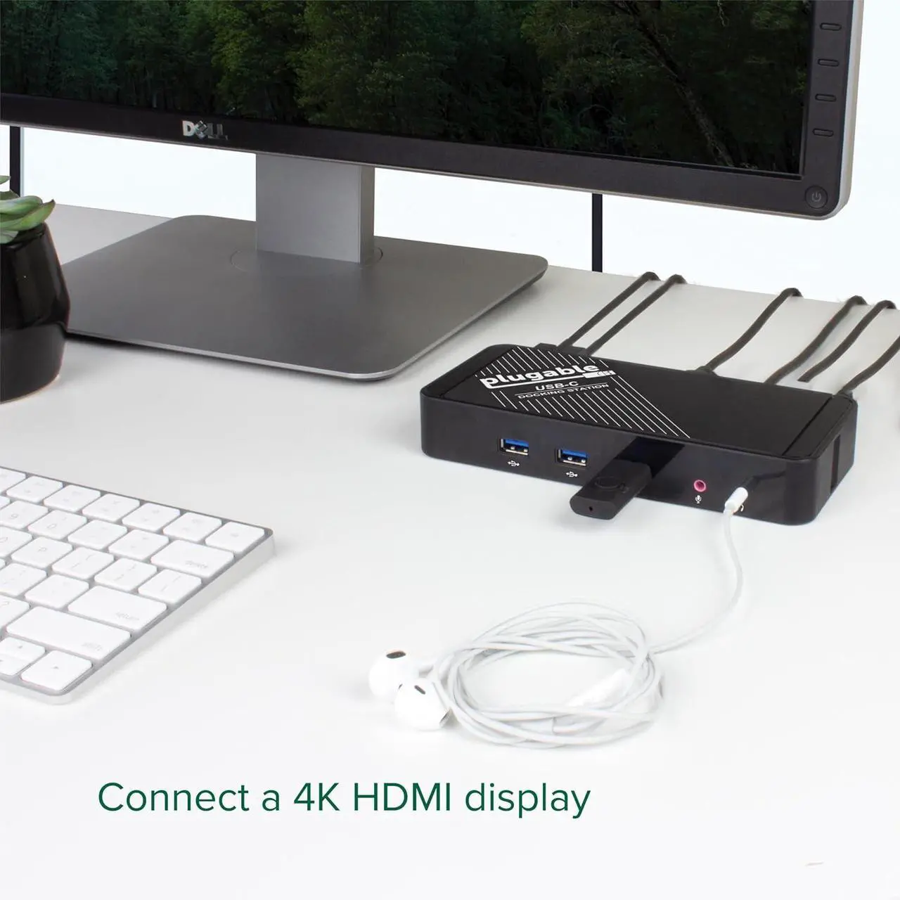 Alt view image 3 of 7 - Plugable USB-C Dock with 4K HDMI and 60W Charging, Compatible with Thunderbolt 3/4, USB4, and USB C MacBook, iPhone, iPad, Windows, and Chromebook 1Gbps Ethernet, 3X USB 3.0, 2X USB 2.0, Driverless
