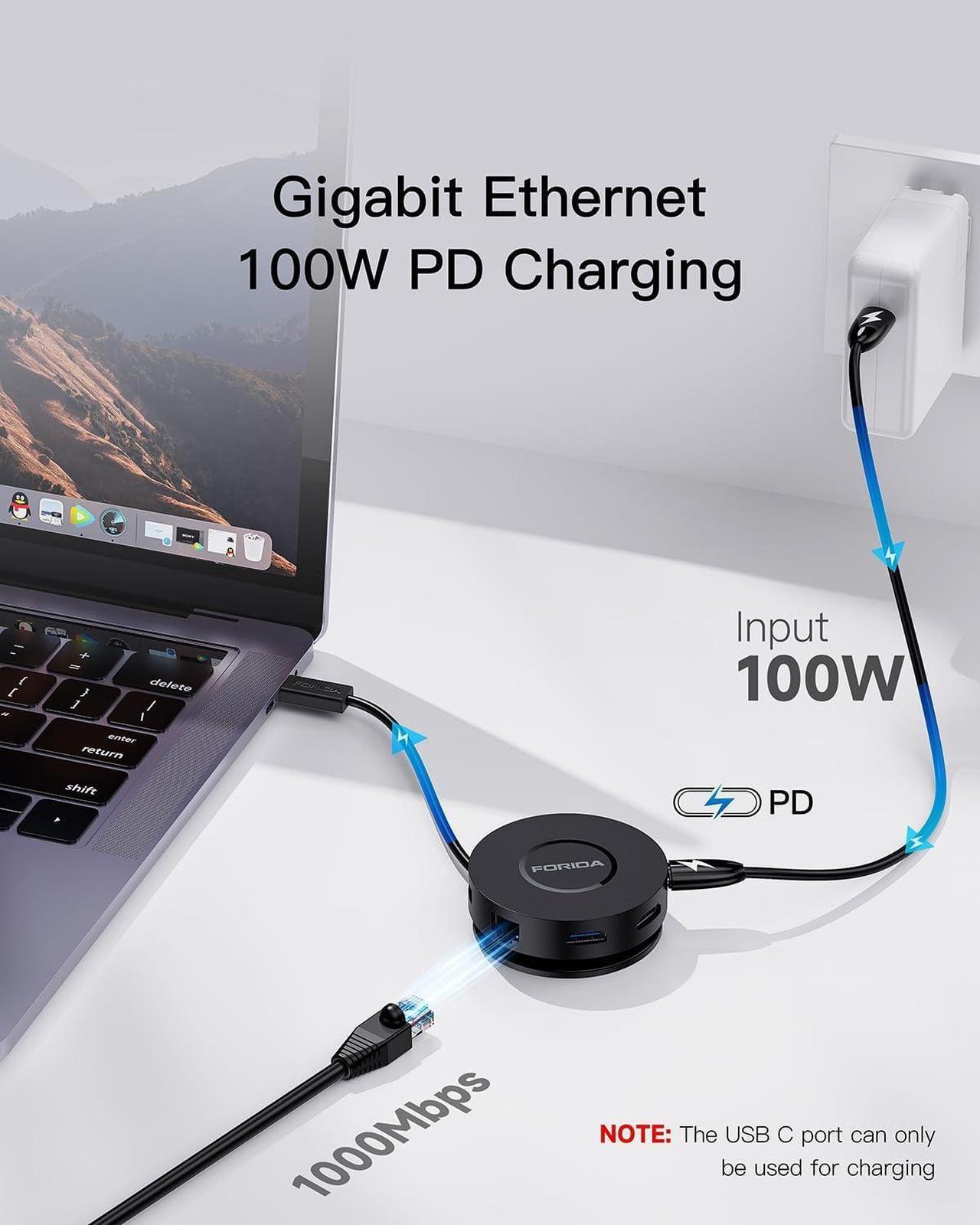 Alt view image 4 of 7 - Mini USB C Docking Station Dual HDMI Monitor, FORIDA Type C Hub, Dual 4K HDMI USB C to USB Adapter, 1 Gbps Ethernet, 100W Power Delivery, Micro SD Card Reader for MacBook Pro, Dell,XPS