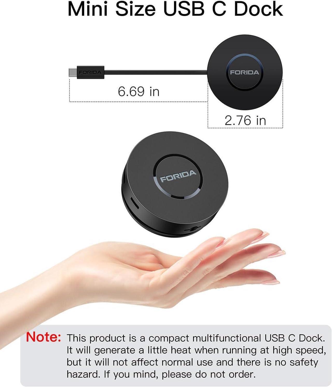 Alt view image 7 of 7 - Mini USB C Docking Station Dual HDMI Monitor, FORIDA Type C Hub, Dual 4K HDMI USB C to USB Adapter, 1 Gbps Ethernet, 100W Power Delivery, Micro SD Card Reader for MacBook Pro, Dell,XPS