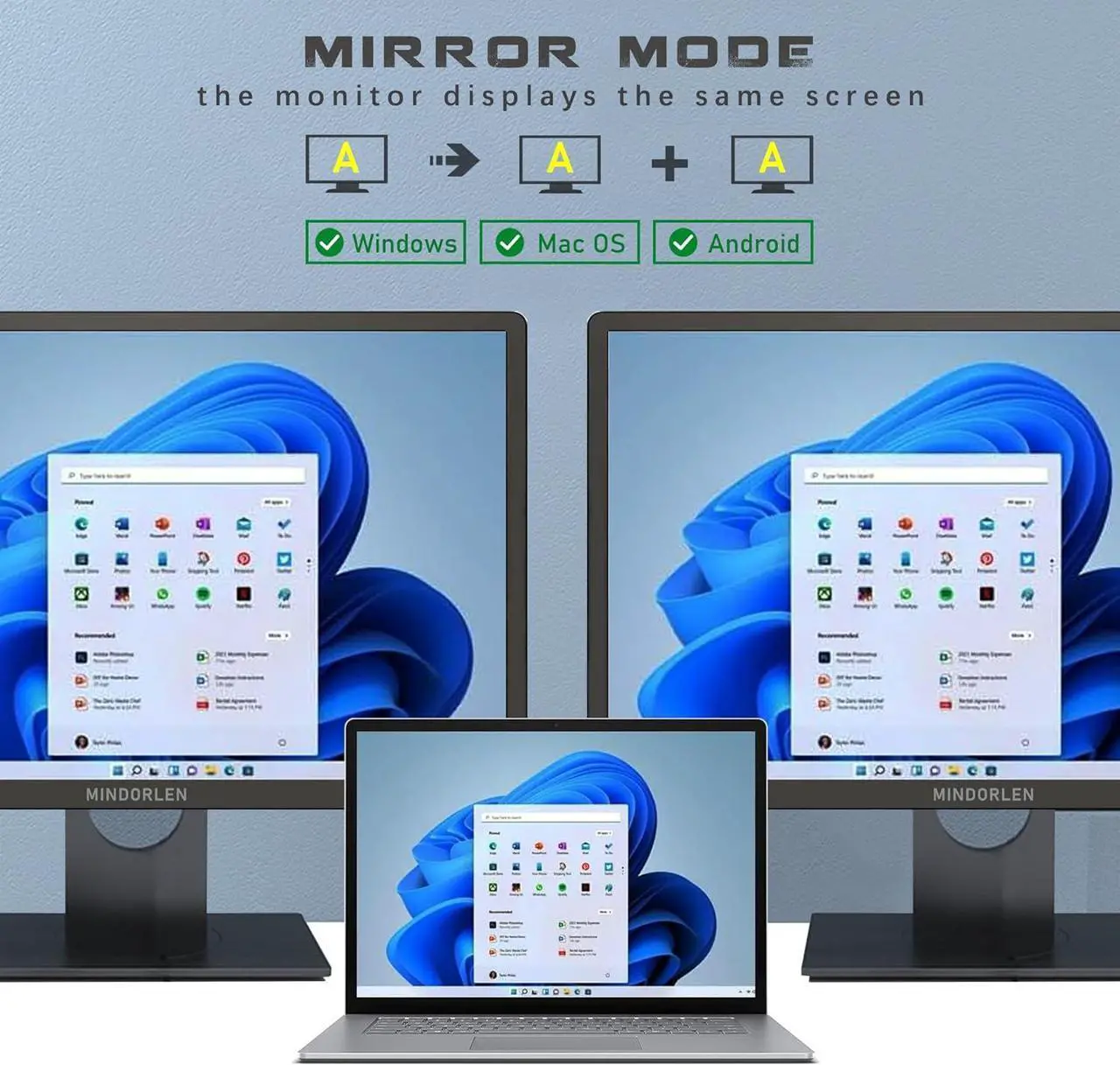 Alt view image 4 of 6 - USB C to Dual HDMI Adapter for Monitor, USBC Laptop Docking Station Dual Monitor Dongle MacBook, USB-C Hub Powered Mac, USB 3.0 to USB C Adapter Cable with Fast Charging Chromebook, Type C Dock
