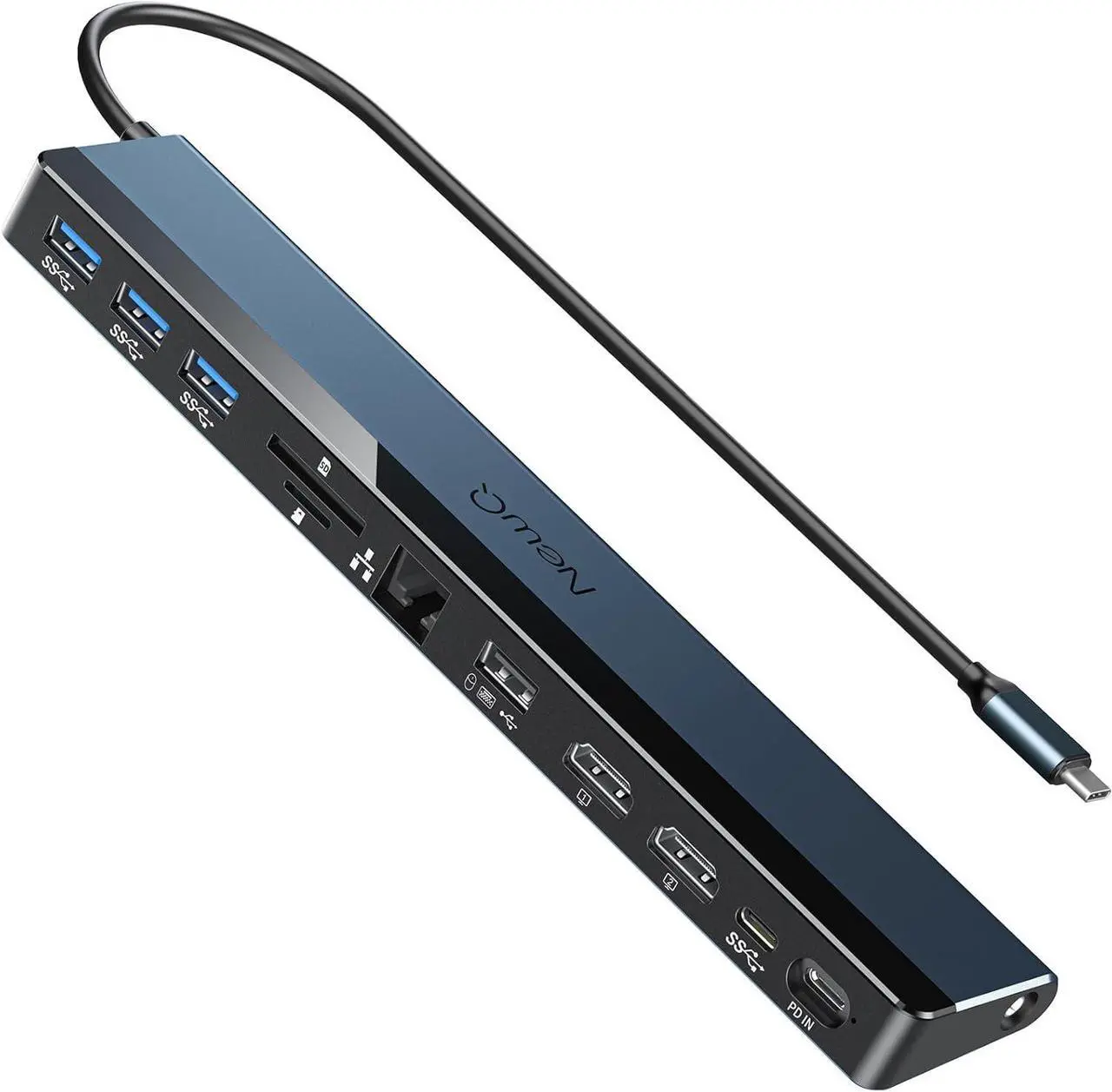 Main image of USB C Docking Station Dual Monitor, 4K@60Hz Max for DP1.4 Laptop, Dual 4K@30Hz Max for DP1.2 Laptop, 2*HDMI, 4*USB, PD 100W, Thunderbolt 3/4 Dock, SD/TF Slot, Ethernet, Audio, Blue