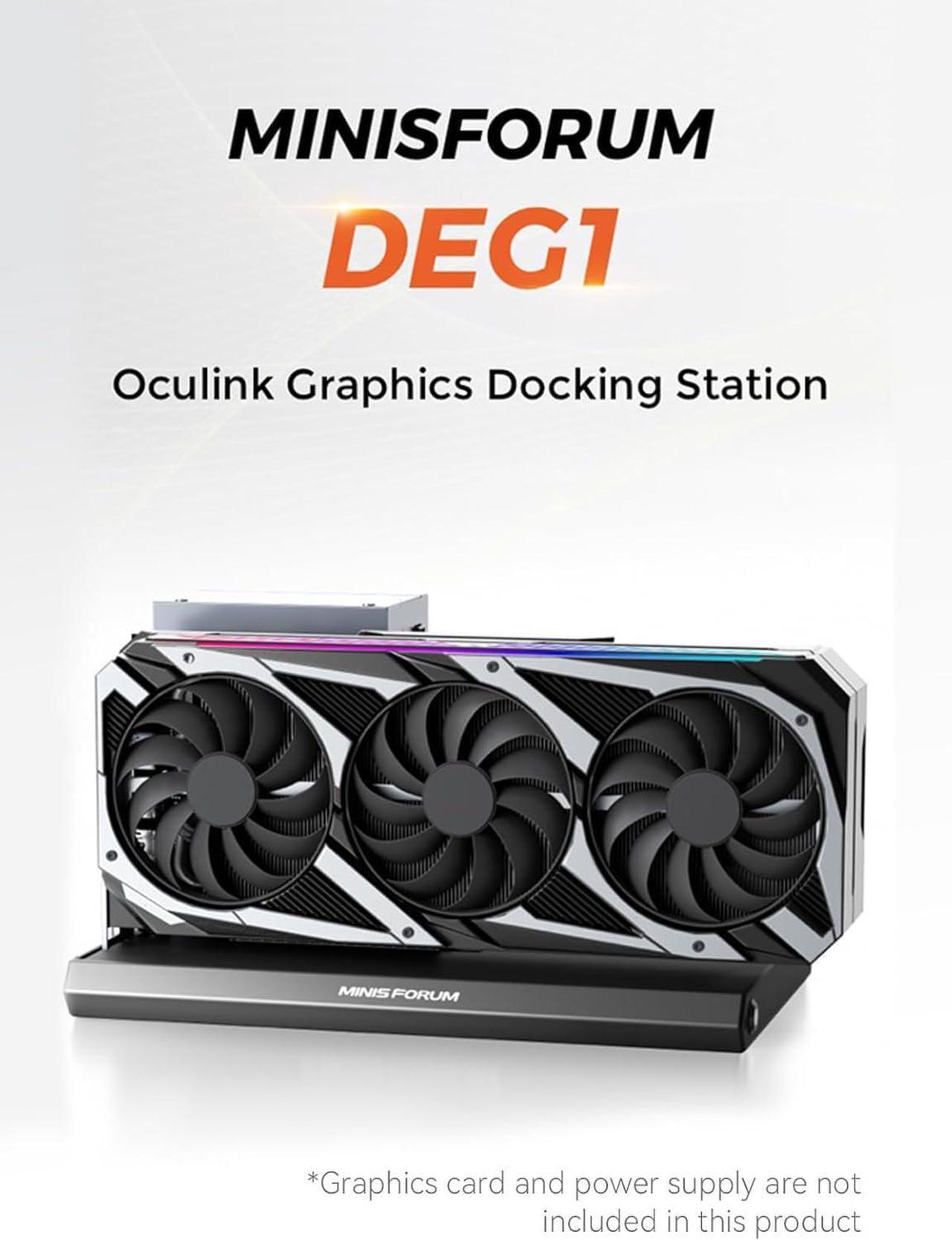 Alt view image 3 of 7 - MINISFORUM DEG1 External GPU Dock Station, Mini eGPU Enclosure for RTX 4090, AMD RX 7900 XTX, Support ATX/SFX Standard Power Supplies, PCIe4.0 x4 Expansion Interface Oculink Graphics Dock Station
