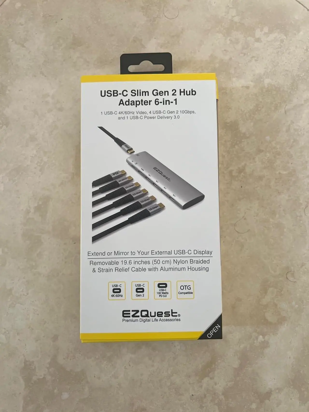Alt view image 2 of 7 - USB-C Slim Gen 2 Hub Adapter 6-in-1 1 USB-C 4K/60Hz Video, 4 USB-C Gen 2 10Gbps, and 1 USB-C Power Delivery 3.0