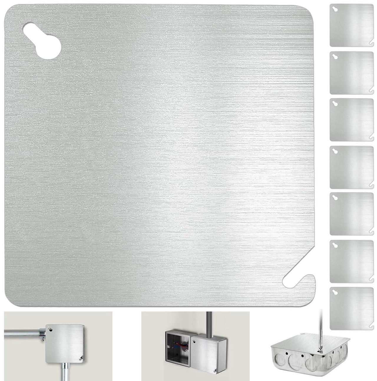 Main image of 8PCS Metal Electrical Box Cover Plate, 4 Inch Junction Box Covers, 4" Square Flat Blank Electric Box Cover, 4x4 Square Blank Cover for Electrical Box, Galvanized Steel Metal Junction Box Cover