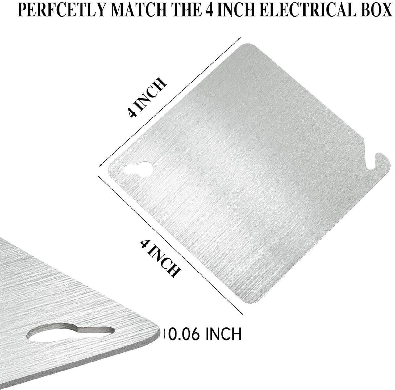 Alt view image 2 of 7 - 8PCS Metal Electrical Box Cover Plate, 4 Inch Junction Box Covers, 4" Square Flat Blank Electric Box Cover, 4x4 Square Blank Cover for Electrical Box, Galvanized Steel Metal Junction Box Cover