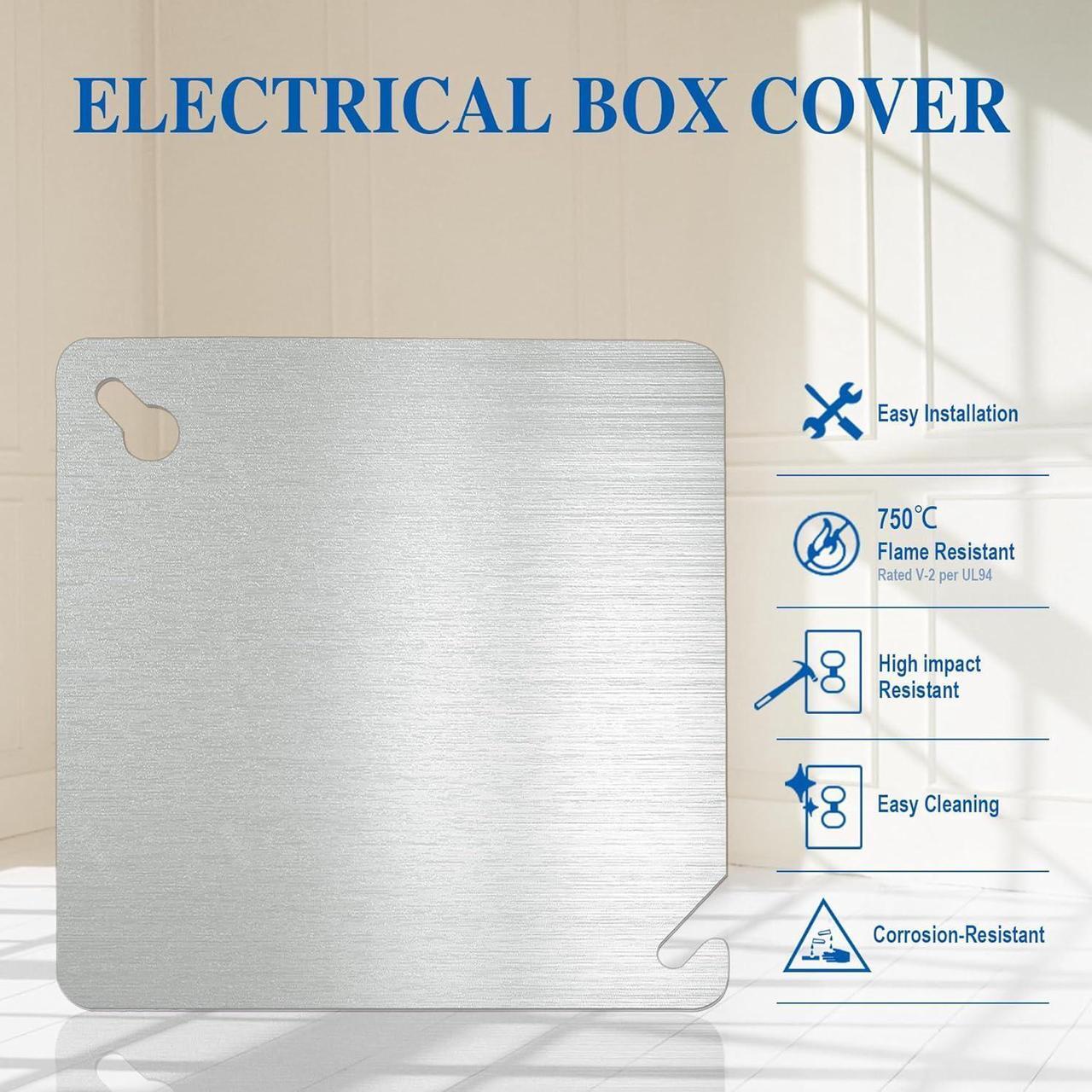 Alt view image 3 of 7 - 8PCS Metal Electrical Box Cover Plate, 4 Inch Junction Box Covers, 4" Square Flat Blank Electric Box Cover, 4x4 Square Blank Cover for Electrical Box, Galvanized Steel Metal Junction Box Cover