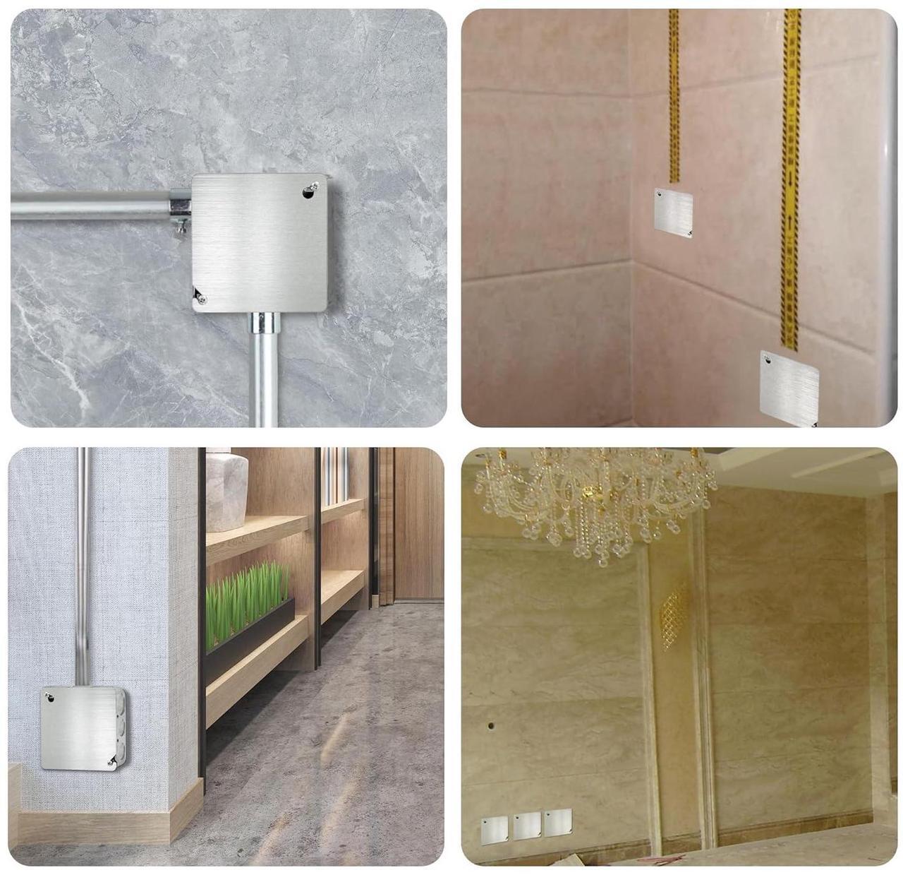 Alt view image 4 of 7 - 8PCS Metal Electrical Box Cover Plate, 4 Inch Junction Box Covers, 4" Square Flat Blank Electric Box Cover, 4x4 Square Blank Cover for Electrical Box, Galvanized Steel Metal Junction Box Cover