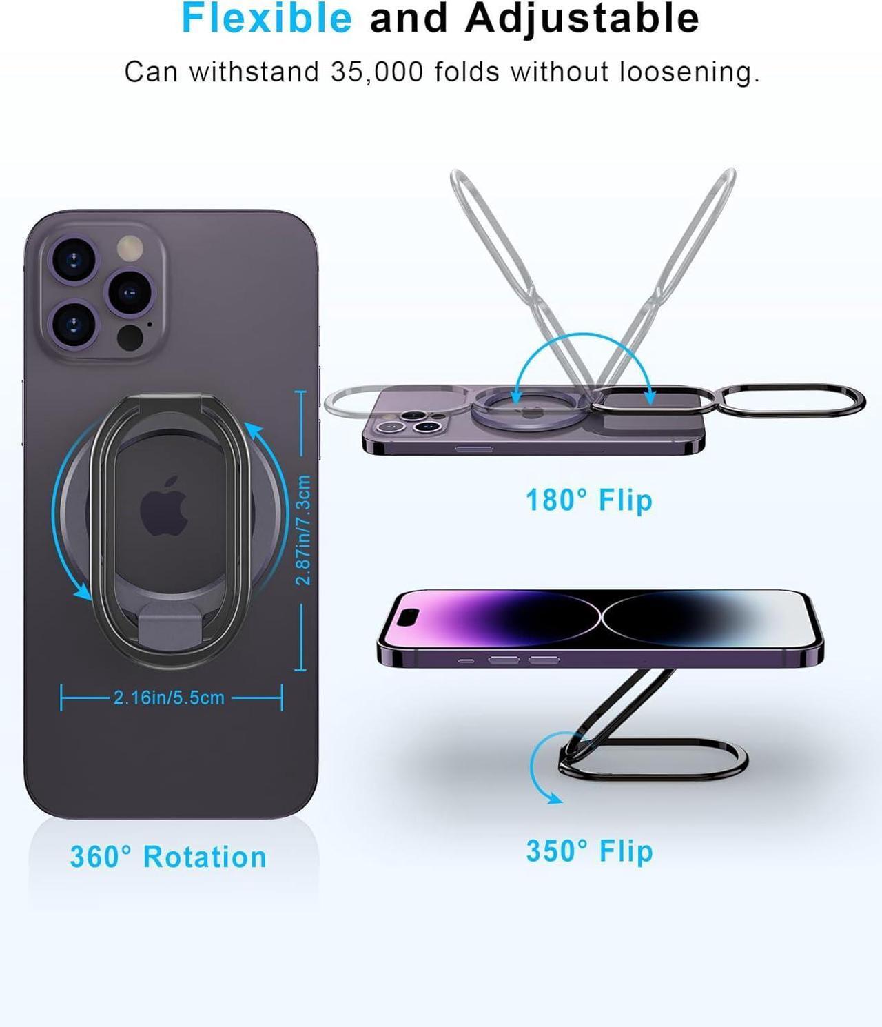 Alt view image 6 of 7 - 2025 Upgraded Mag Safe Phone Ring Holder, SUPERONE Adjustable Magnetic Kickstand & Removable Phone Grip Compatible with Wireless Charging Only for iPhone 16 & 15 & 14 & 13 & 12 Series - Purple
