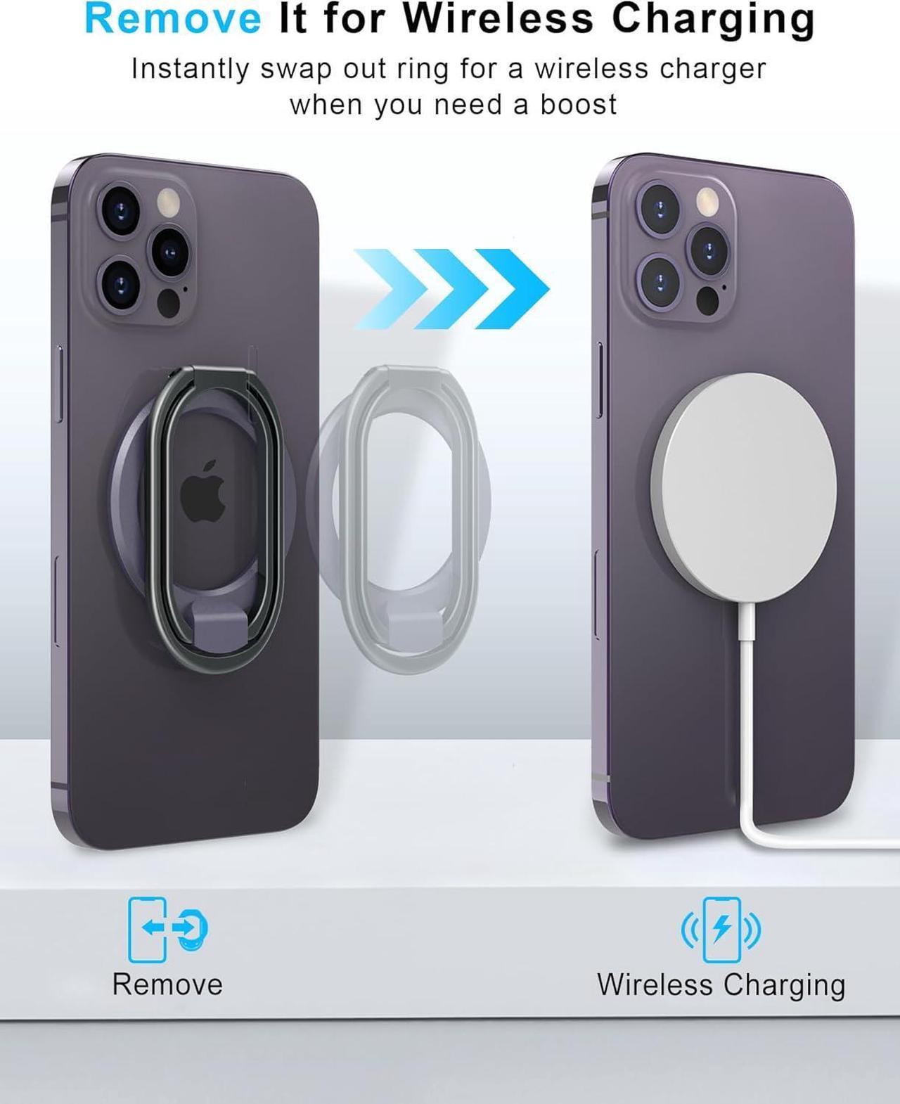 Alt view image 7 of 7 - 2025 Upgraded Mag Safe Phone Ring Holder, SUPERONE Adjustable Magnetic Kickstand & Removable Phone Grip Compatible with Wireless Charging Only for iPhone 16 & 15 & 14 & 13 & 12 Series - Purple