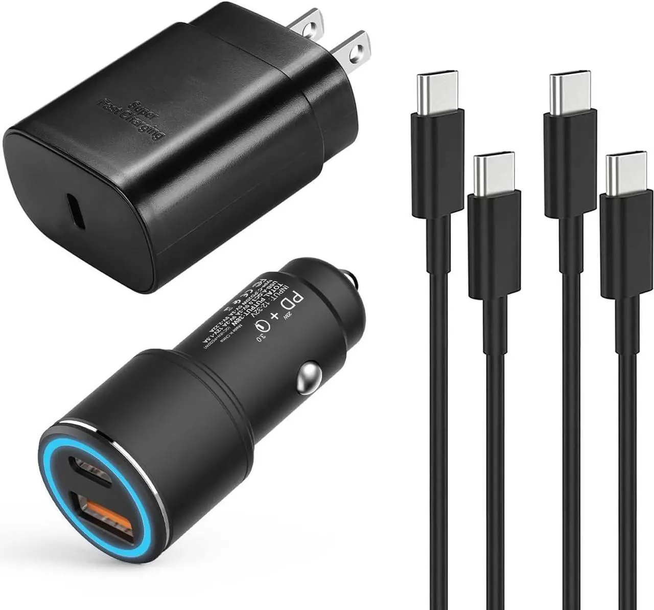 Main image of Blue USB C Car Charger 48W 2-Port Fast Charging Adapter with PD&QC3.0 Compatible for iPhone 16/15 Pro Max/ Galaxy S25/S24/S23/S22/S21 Plus/Ultra/Note 20/10 iPad Pro-3.3ft Type C Cord