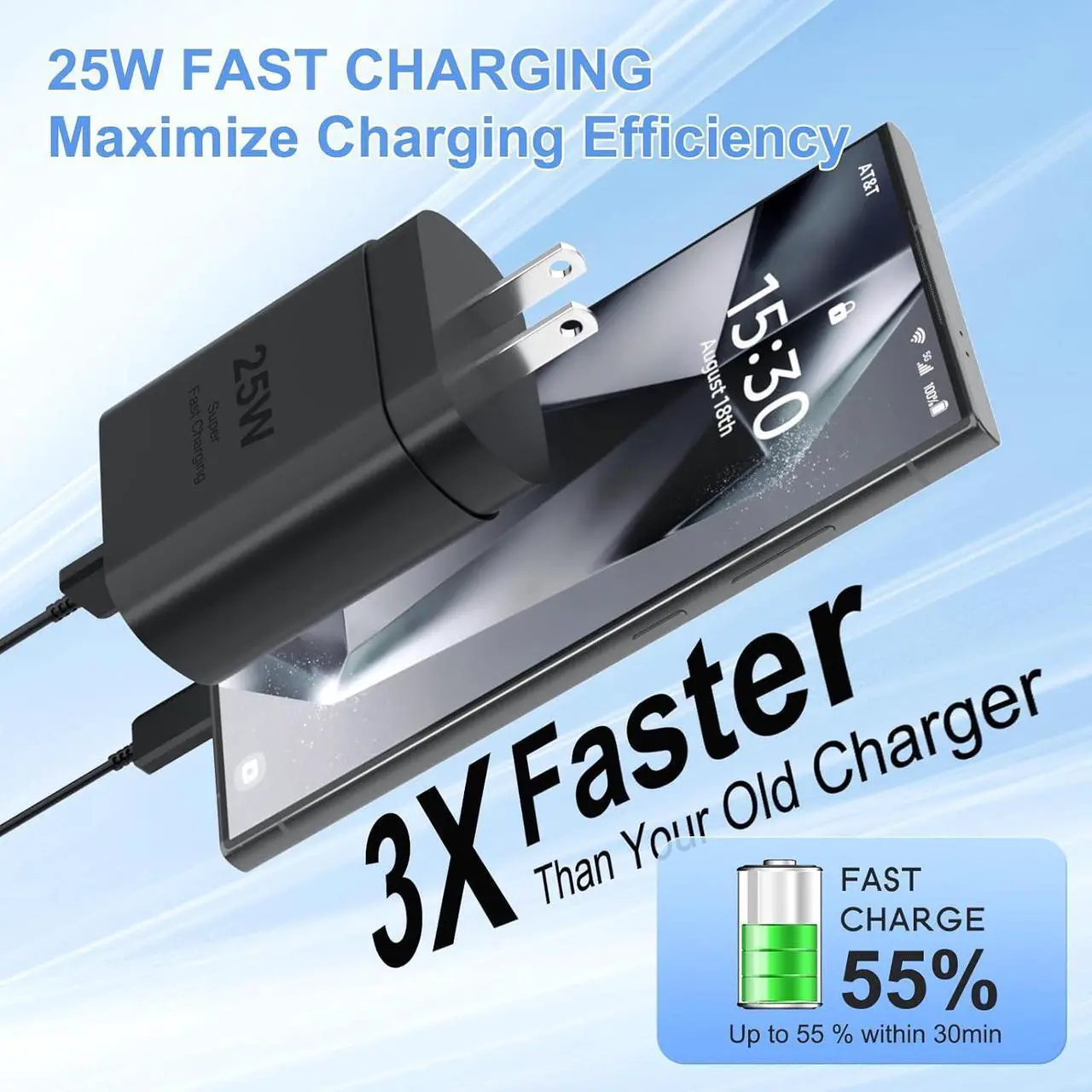 Alt view image 4 of 7 - Blue USB C Car Charger 48W 2-Port Fast Charging Adapter with PD&QC3.0 Compatible for iPhone 16/15 Pro Max/ Galaxy S25/S24/S23/S22/S21 Plus/Ultra/Note 20/10 iPad Pro-3.3ft Type C Cord