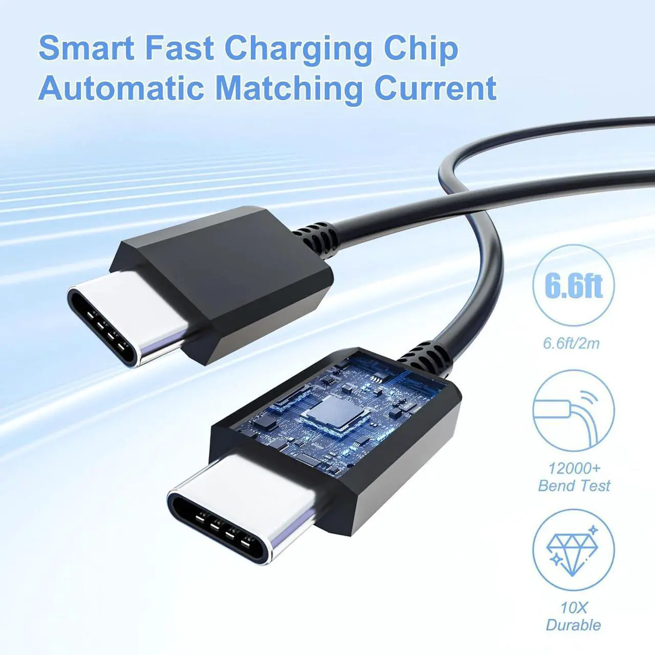 Alt view image 5 of 7 - Blue USB C Car Charger 48W 2-Port Fast Charging Adapter with PD&QC3.0 Compatible for iPhone 16/15 Pro Max/ Galaxy S25/S24/S23/S22/S21 Plus/Ultra/Note 20/10 iPad Pro-3.3ft Type C Cord