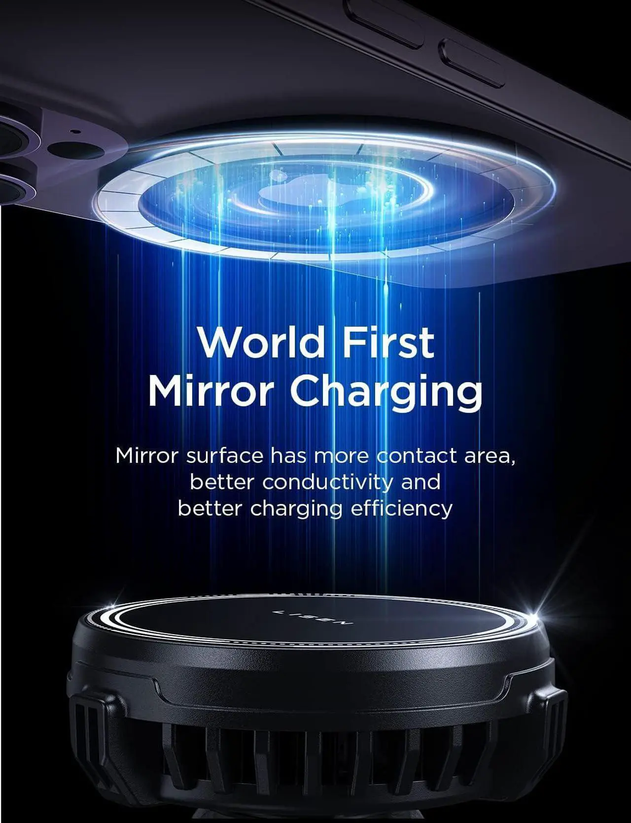 Alt view image 7 of 7 - LISEN for 15w MagSafe Car Mount Charger - [Fastest Cooling Charger] Magnetic Phone Wireless Charging Mount for iPhone 16/15/14/13/12 Pro Max/Plus/Mini - Ice Cooler Magnetic Phone Holder, Black