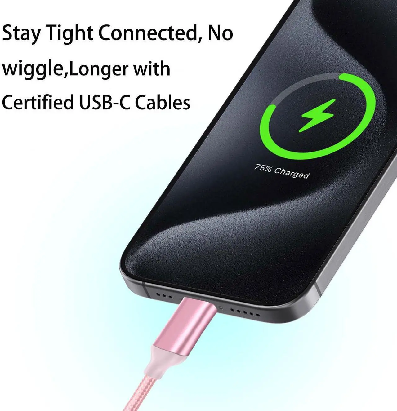 Alt view image 2 of 7 - USB C Cable Pink 10 ft 3-Pack, Long Quick Charger Cord, Android Type C Fast Charging Cable for OnePlus Nord N200/N100, LG Stylo 6 5 4, Samsung Galaxy S10 S9 S8 A31, Note 9 Plus, Tab S6/S5e, Sony PS5