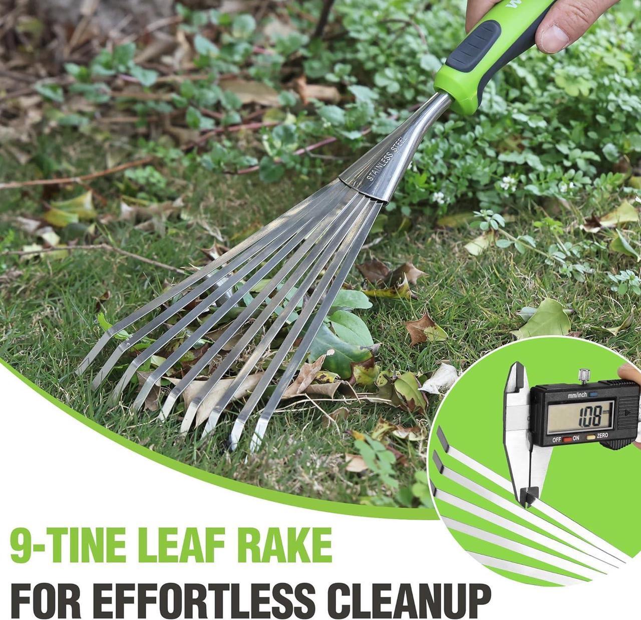 Alt view image 4 of 7 - WORKPRO 16" Hand Rake, Heavy Duty Stainless Steel Garden Rake with Soft Handle, Small Garden Hand Tool for Gardening, Cultivating, Loosening Soil & Spreading Mulch, Flower Beds