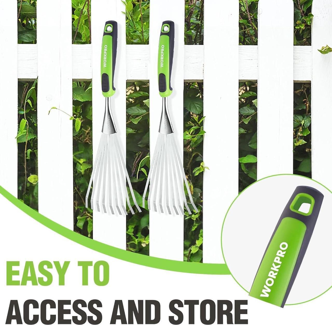 Alt view image 7 of 7 - WORKPRO 16" Hand Rake, Heavy Duty Stainless Steel Garden Rake with Soft Handle, Small Garden Hand Tool for Gardening, Cultivating, Loosening Soil & Spreading Mulch, Flower Beds