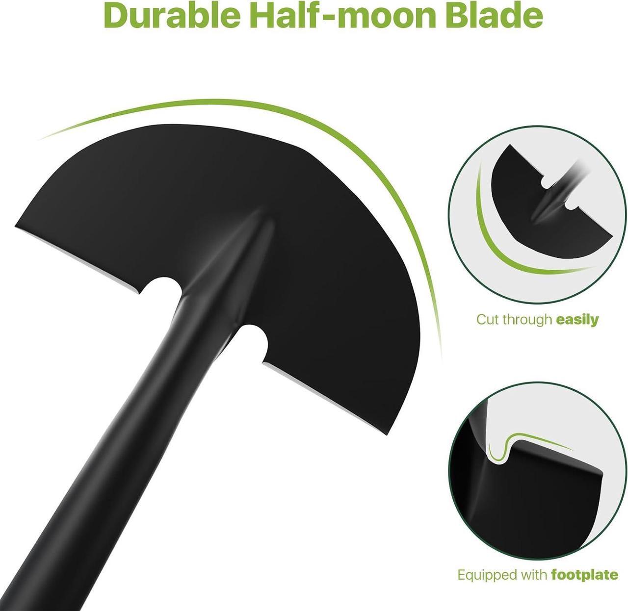 Alt view image 3 of 6 - Edger Lawn Tool, Manual Half Moon Edger for Garden Border, Hand Lawn Edging Tool with D-Grip, 41-inch Long Handle Lawn Edger for Grass, Sidewalk, Yard
