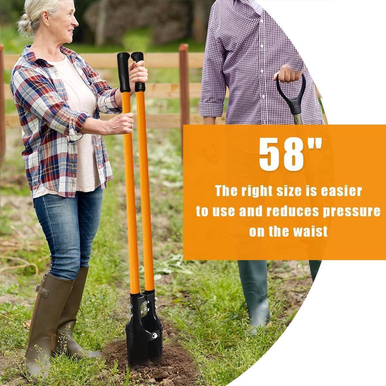 Alt view image 6 of 7 - Post Hole Digger Tool, Heavy Duty Post Hole Digger with Fiberglass Handle, 58 Inches