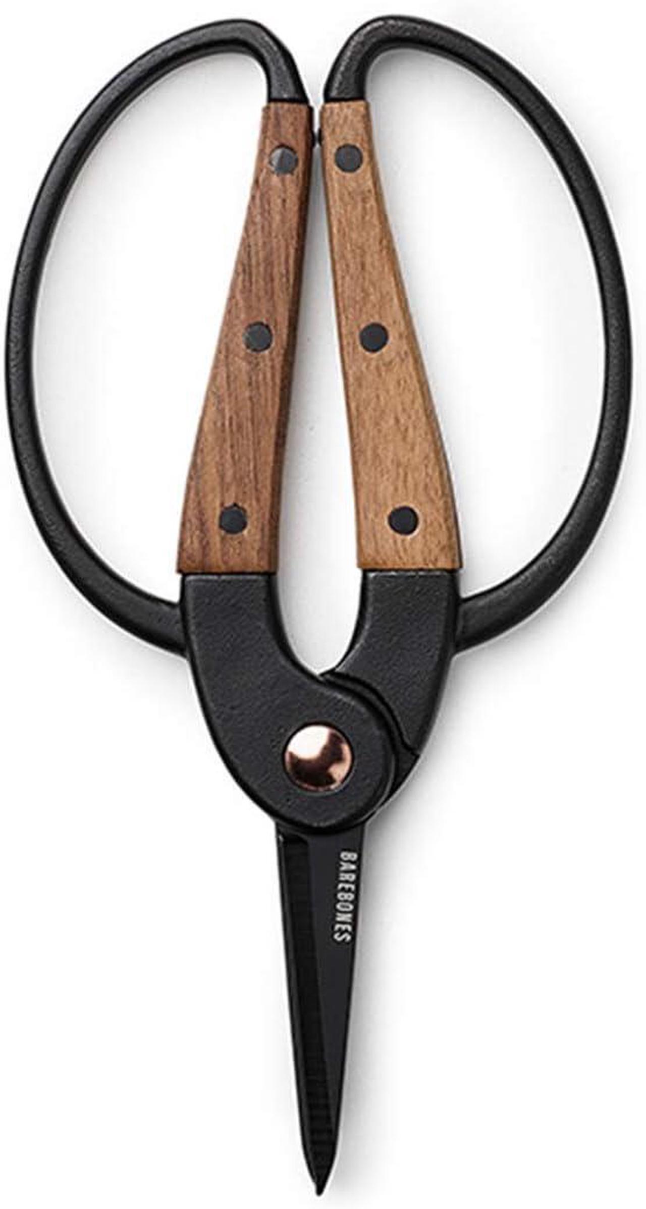 Alt view image 2 of 7 - Barebones Garden Scissors - Walnut Scissors - Garden Supplies and Indoor Plant Accessories - Plant Shears with Wide Handles - Comfortable Fit Trimming Shears (Small)