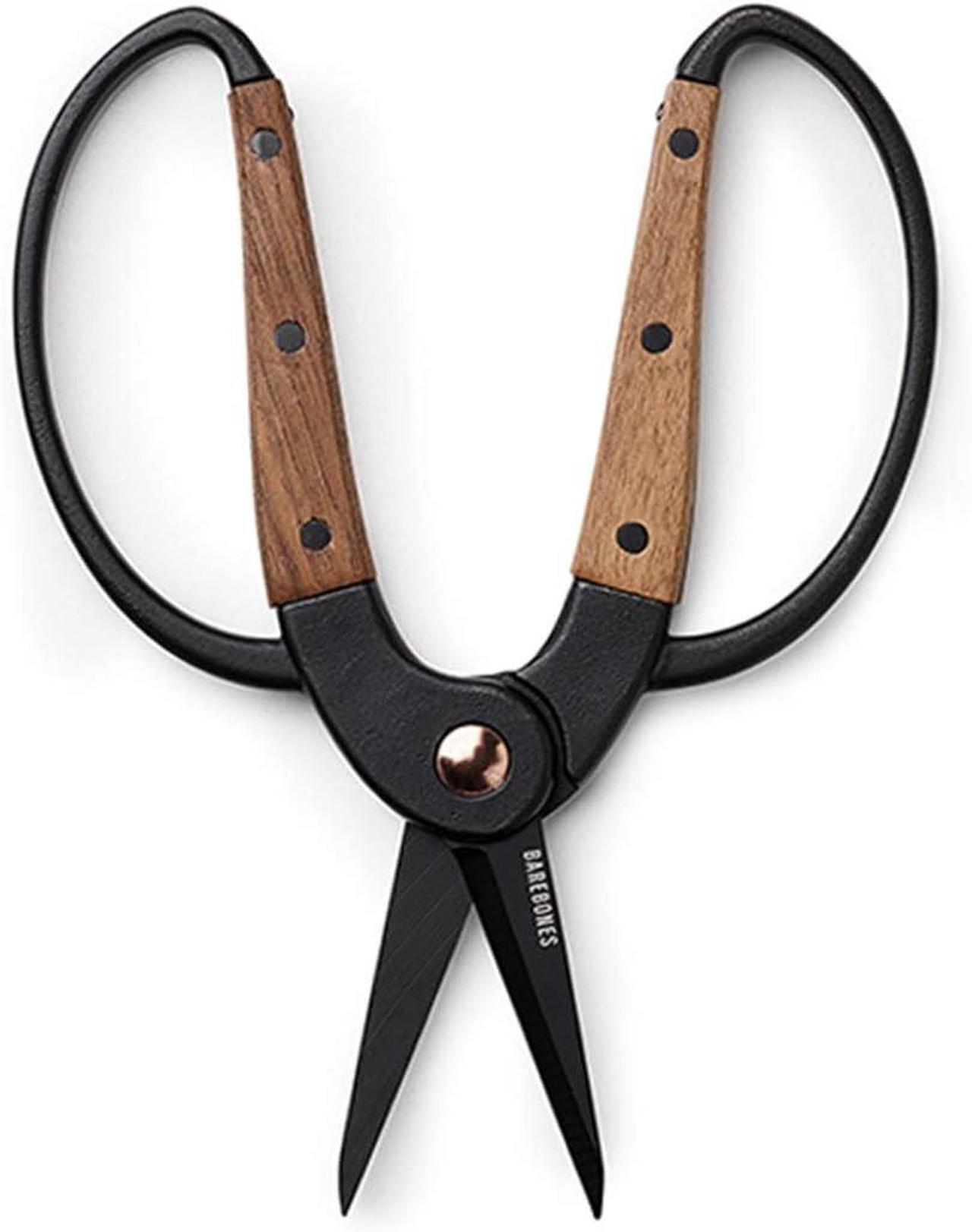Alt view image 3 of 7 - Barebones Garden Scissors - Walnut Scissors - Garden Supplies and Indoor Plant Accessories - Plant Shears with Wide Handles - Comfortable Fit Trimming Shears (Small)