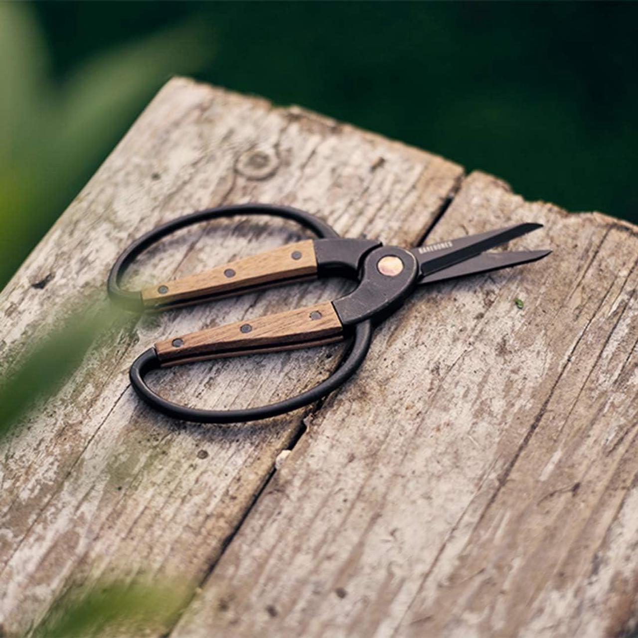 Alt view image 5 of 7 - Barebones Garden Scissors - Walnut Scissors - Garden Supplies and Indoor Plant Accessories - Plant Shears with Wide Handles - Comfortable Fit Trimming Shears (Small)