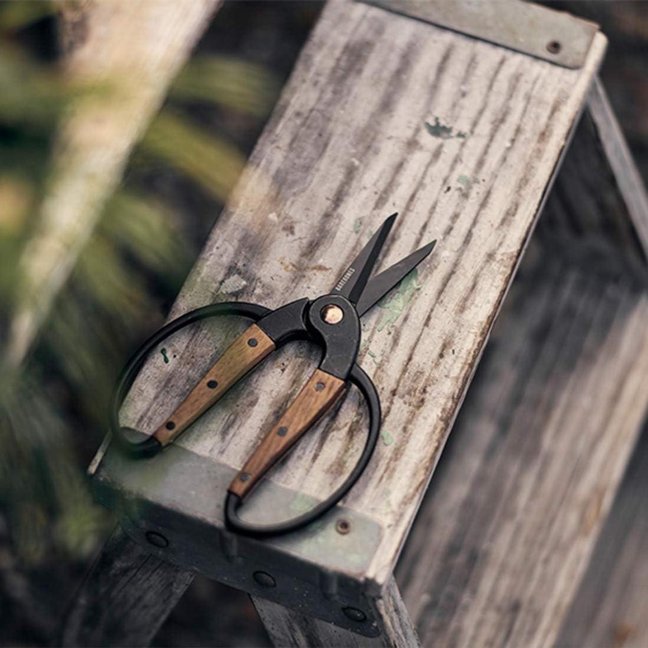Alt view image 7 of 7 - Barebones Garden Scissors - Walnut Scissors - Garden Supplies and Indoor Plant Accessories - Plant Shears with Wide Handles - Comfortable Fit Trimming Shears (Small)