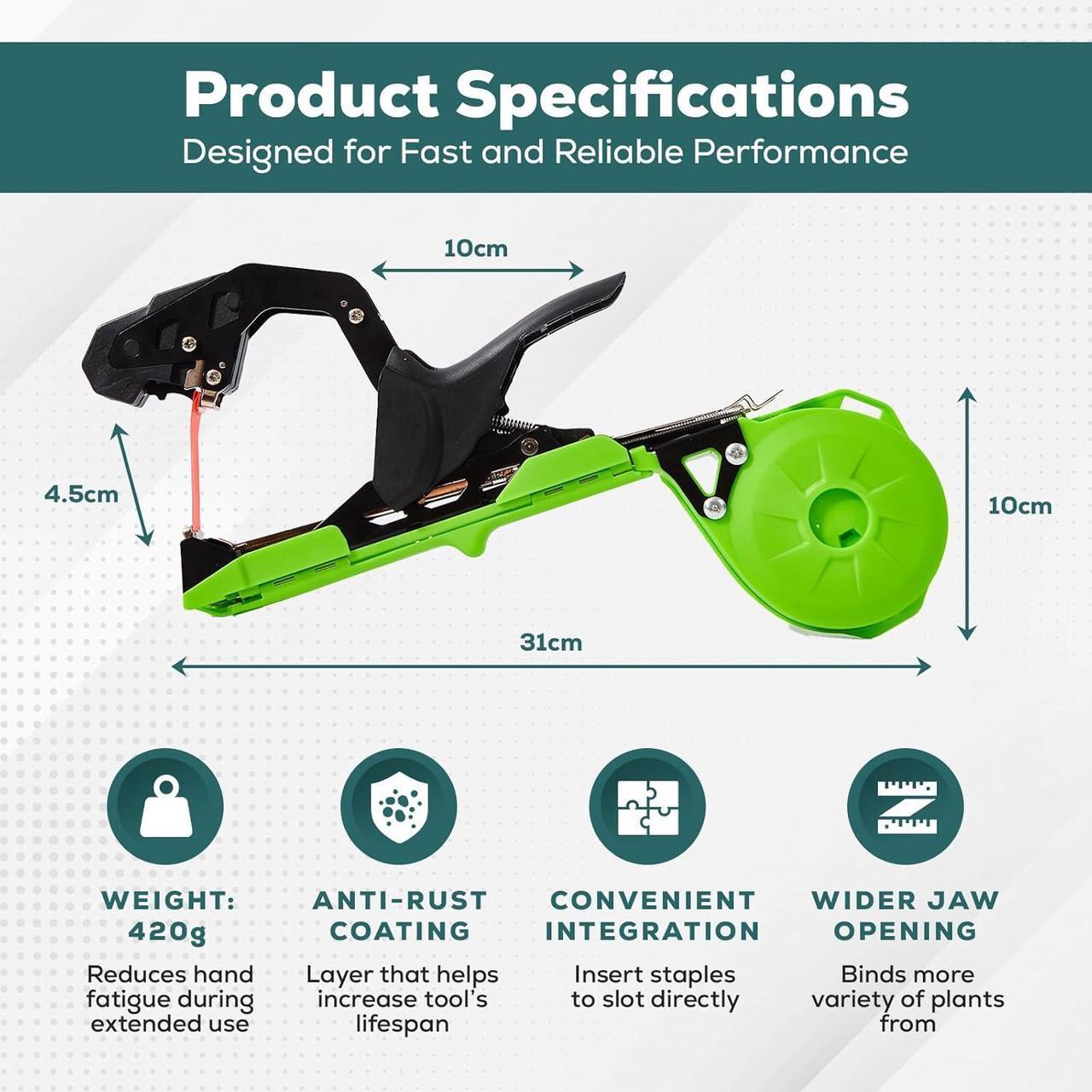 Alt view image 2 of 6 - Plant Tying Machine, Lightweight Plant Tape Tool for Quick Vine Tying, for Gardeners and Farmers,Plant Tie Tapener Gun with Tapes and Staples