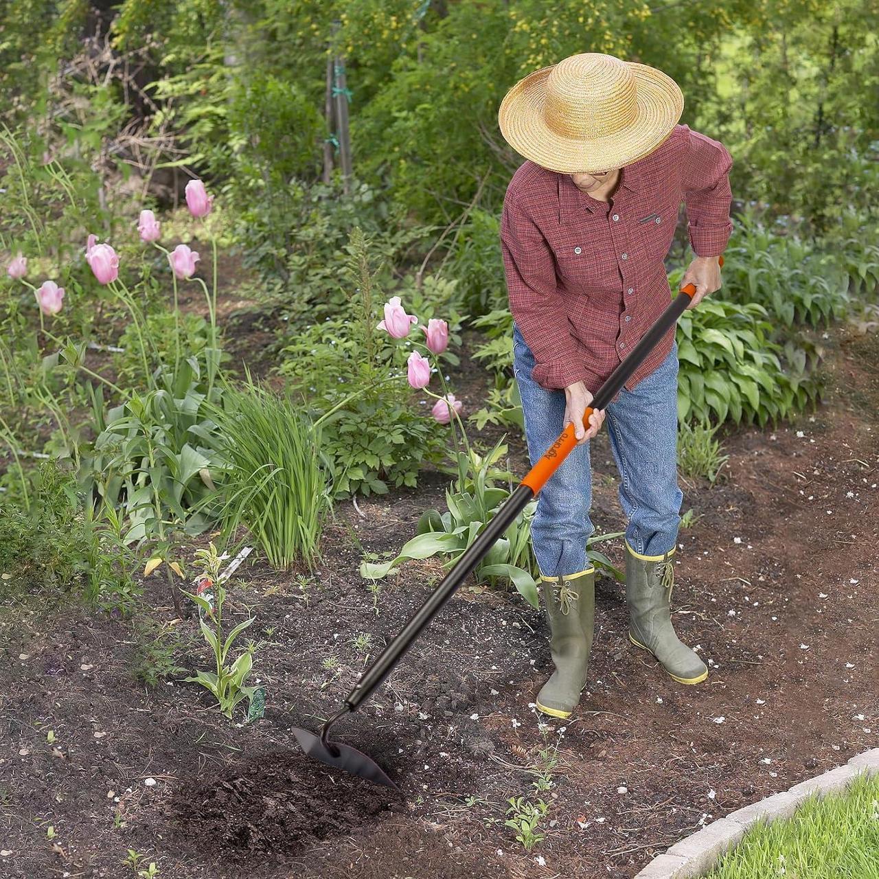 Alt view image 2 of 7 - Hoe Garden Tool, Heavy Duty Garden Hoe for Weeding, Metal Garden Hoe with Long Handle, 58 Inches