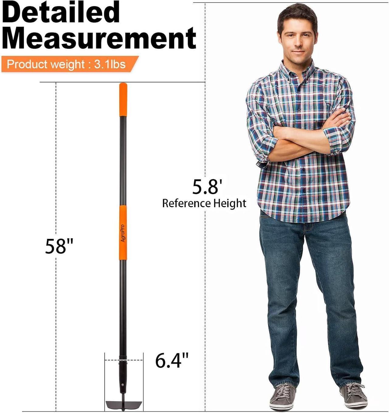 Alt view image 3 of 7 - Hoe Garden Tool, Heavy Duty Garden Hoe for Weeding, Metal Garden Hoe with Long Handle, 58 Inches