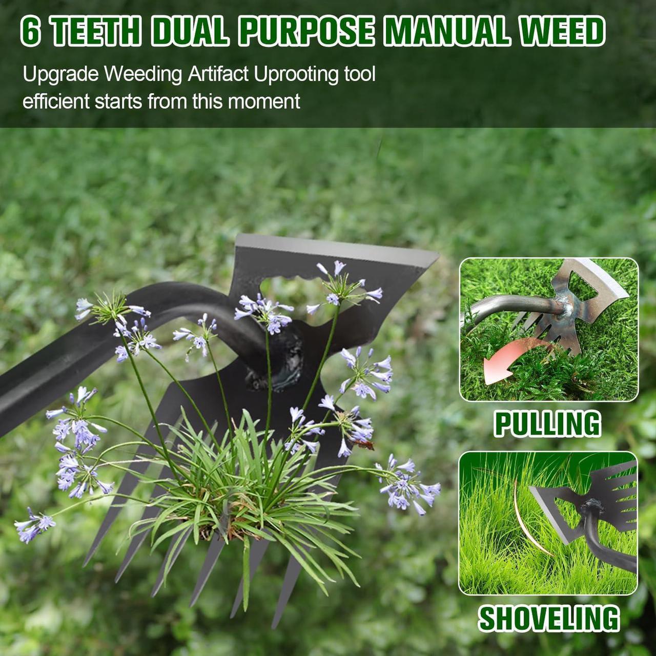 Alt view image 5 of 7 - Omaky Gardening Hand Weeder Tools,Garden Weed Puller Tool,New Weeding Artifact Uprooting Weeding Tool,Durable Manganese Steel Hand Weeder Tool,Manual Multifunctional Weeders Gardening Tools (6 Tines)