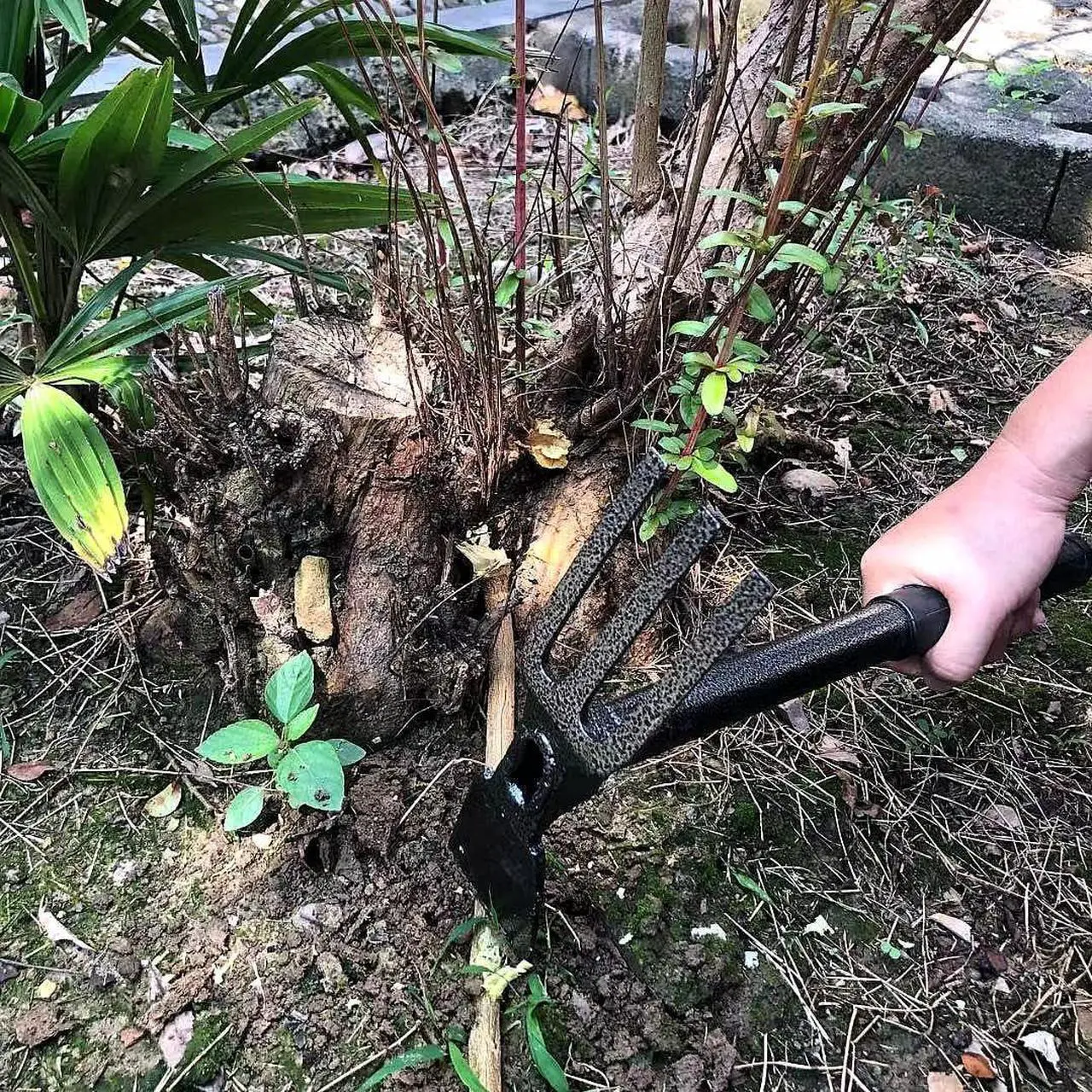 Alt view image 2 of 7 - ZOG Garden Big Hand Digger and Hoe Combo Garden Tool,Heavy Duty Hand Tiller,Garden Hoe,Cultivator,Non-Slip Handle & Anti-Rust Head is The Perfect Dual Headed Weeding Tool.(Big)
