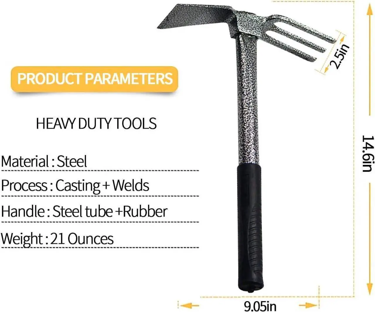 Alt view image 3 of 7 - ZOG Garden Big Hand Digger and Hoe Combo Garden Tool,Heavy Duty Hand Tiller,Garden Hoe,Cultivator,Non-Slip Handle & Anti-Rust Head is The Perfect Dual Headed Weeding Tool.(Big)
