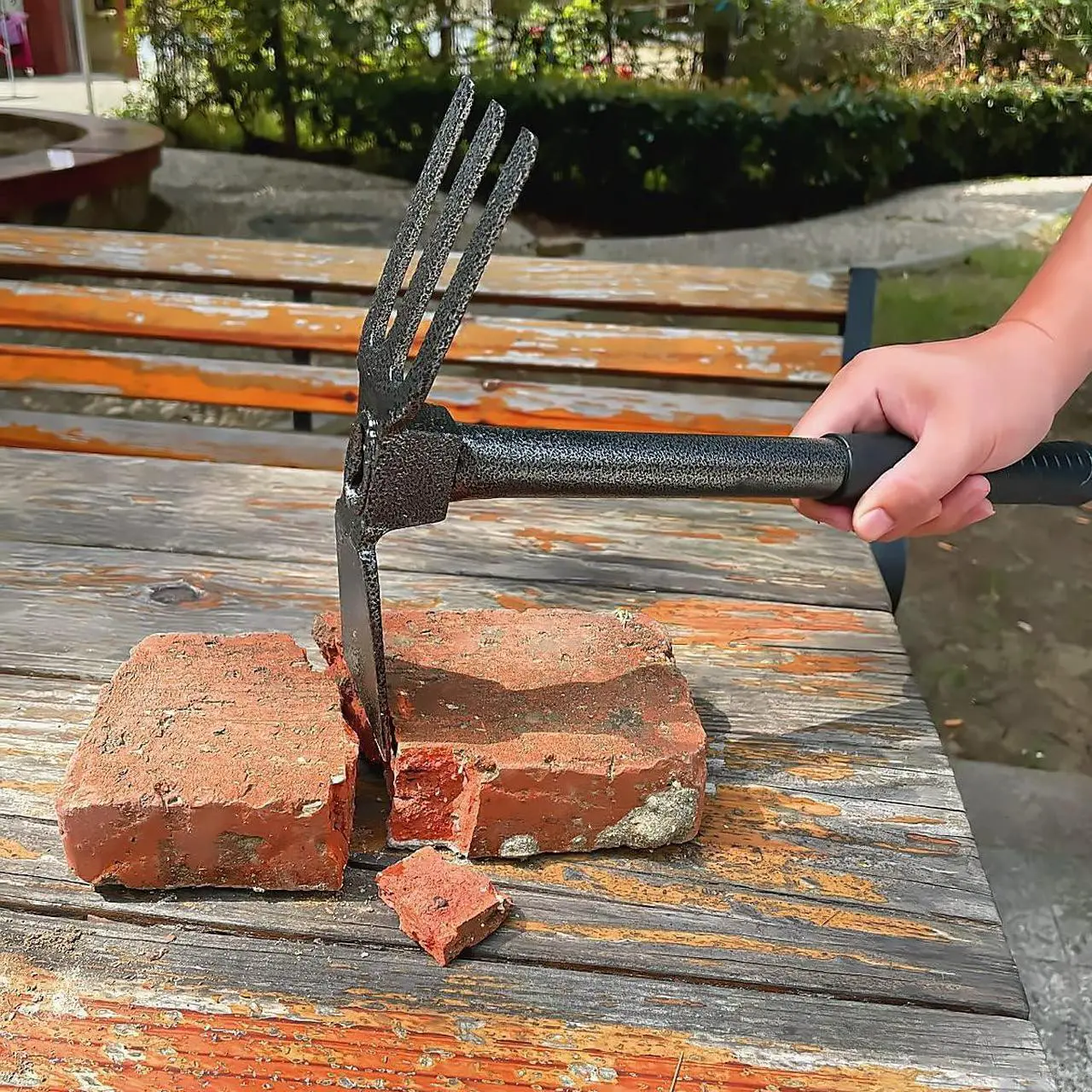 Alt view image 4 of 7 - ZOG Garden Big Hand Digger and Hoe Combo Garden Tool,Heavy Duty Hand Tiller,Garden Hoe,Cultivator,Non-Slip Handle & Anti-Rust Head is The Perfect Dual Headed Weeding Tool.(Big)