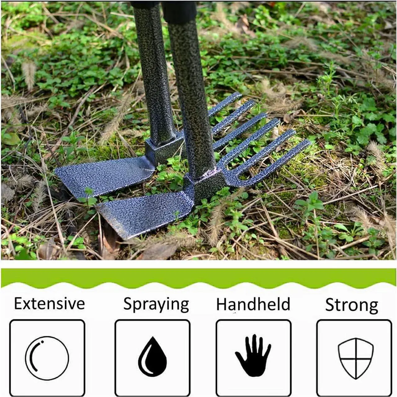 Alt view image 6 of 7 - ZOG Garden Big Hand Digger and Hoe Combo Garden Tool,Heavy Duty Hand Tiller,Garden Hoe,Cultivator,Non-Slip Handle & Anti-Rust Head is The Perfect Dual Headed Weeding Tool.(Big)