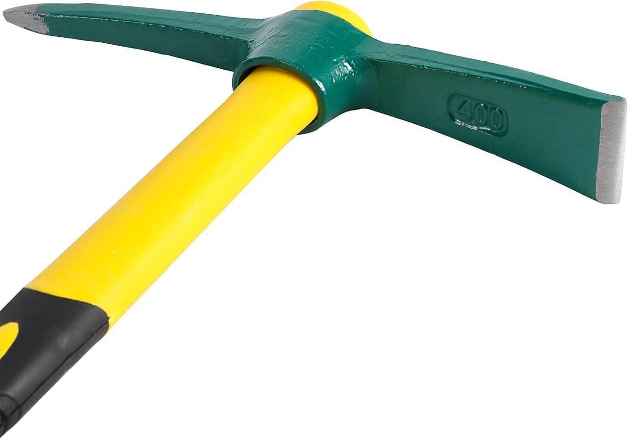 Alt view image 3 of 6 - Pick Mattock Hoe Heavy Duty, Gardening Hand Pick with 15 Inch Shock Absorption Rubber Handle and Forged Head, Pick Axe Hand Tool for Digging Weeding Prospecting Camping
