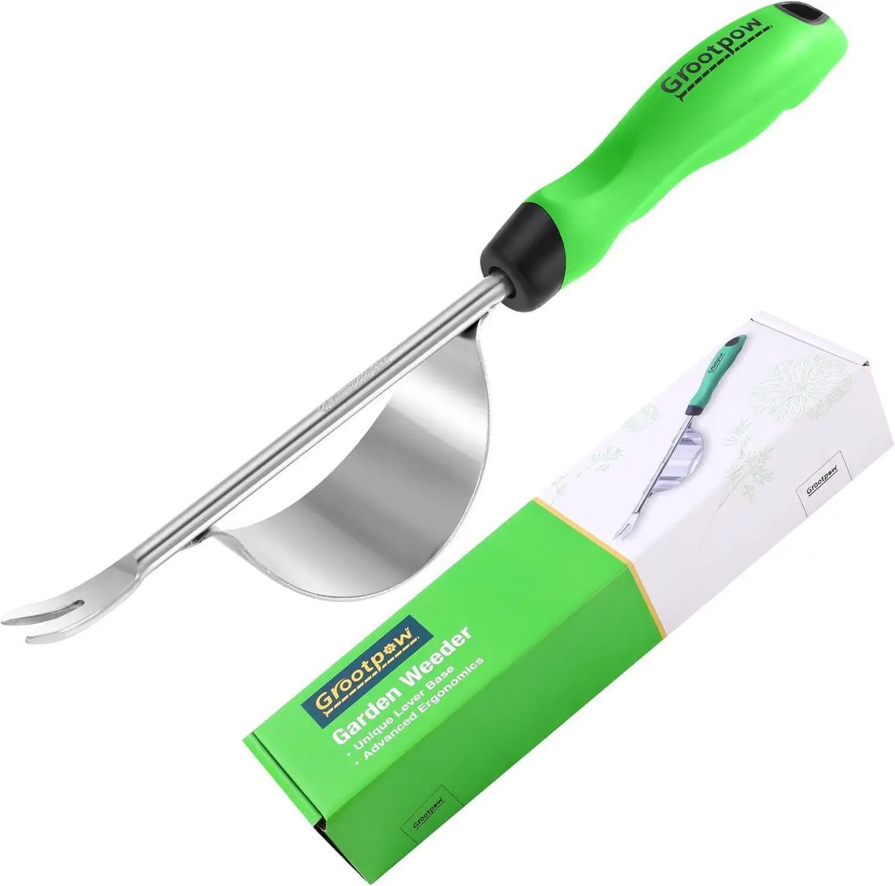 Alt view image 3 of 7 - Grootpow HW1 Hand Weeder Tool, Weed Puller Tool with Ergonomic Handle for Garden - Durable Unique Lever Design Dandelion Weeder Tool with V-Shaped Forks for Easy Weed Removal - in Gift Box