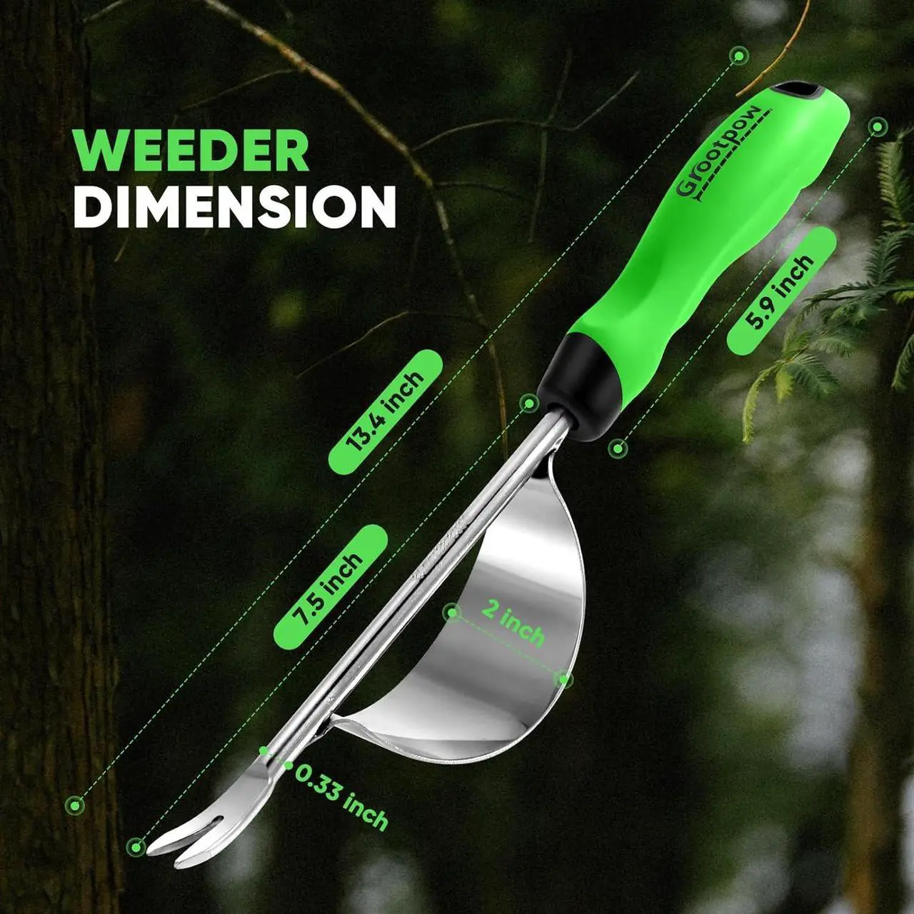 Alt view image 4 of 7 - Grootpow HW1 Hand Weeder Tool, Weed Puller Tool with Ergonomic Handle for Garden - Durable Unique Lever Design Dandelion Weeder Tool with V-Shaped Forks for Easy Weed Removal - in Gift Box