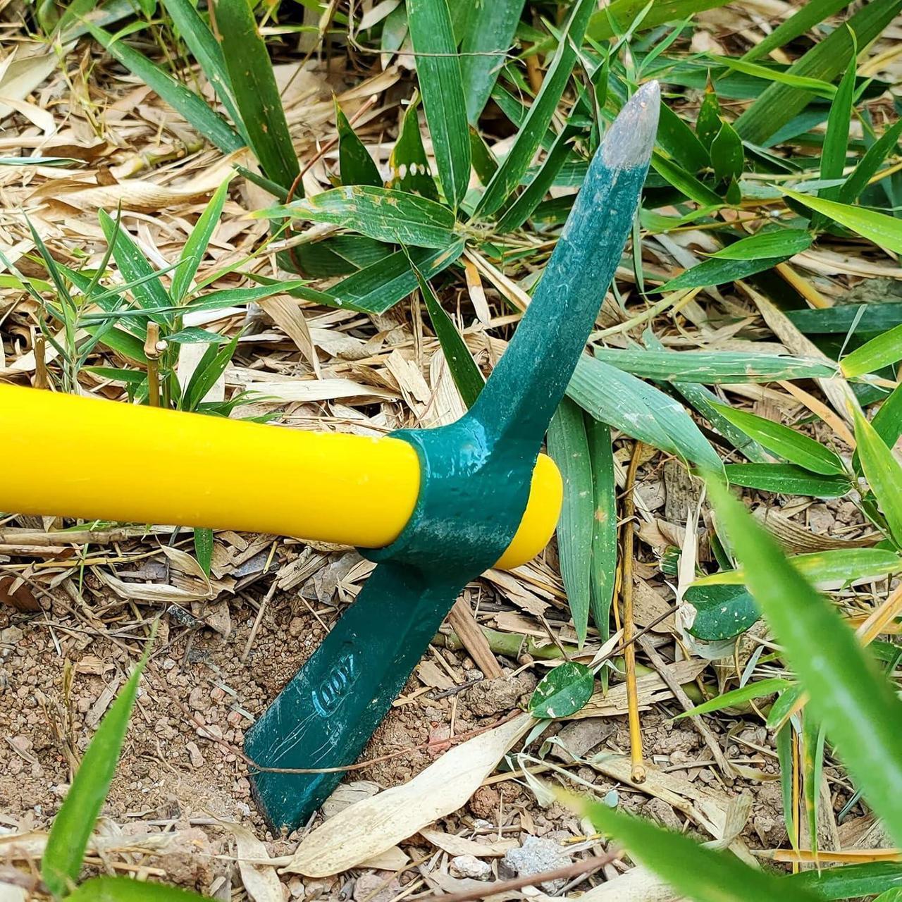 Alt view image 6 of 6 - Pick Mattock Hoe Heavy Duty, Gardening Hand Pick with 15 Inch Shock Absorption Rubber Handle and Forged Head, Pick Axe Hand Tool for Digging Weeding Prospecting Camping