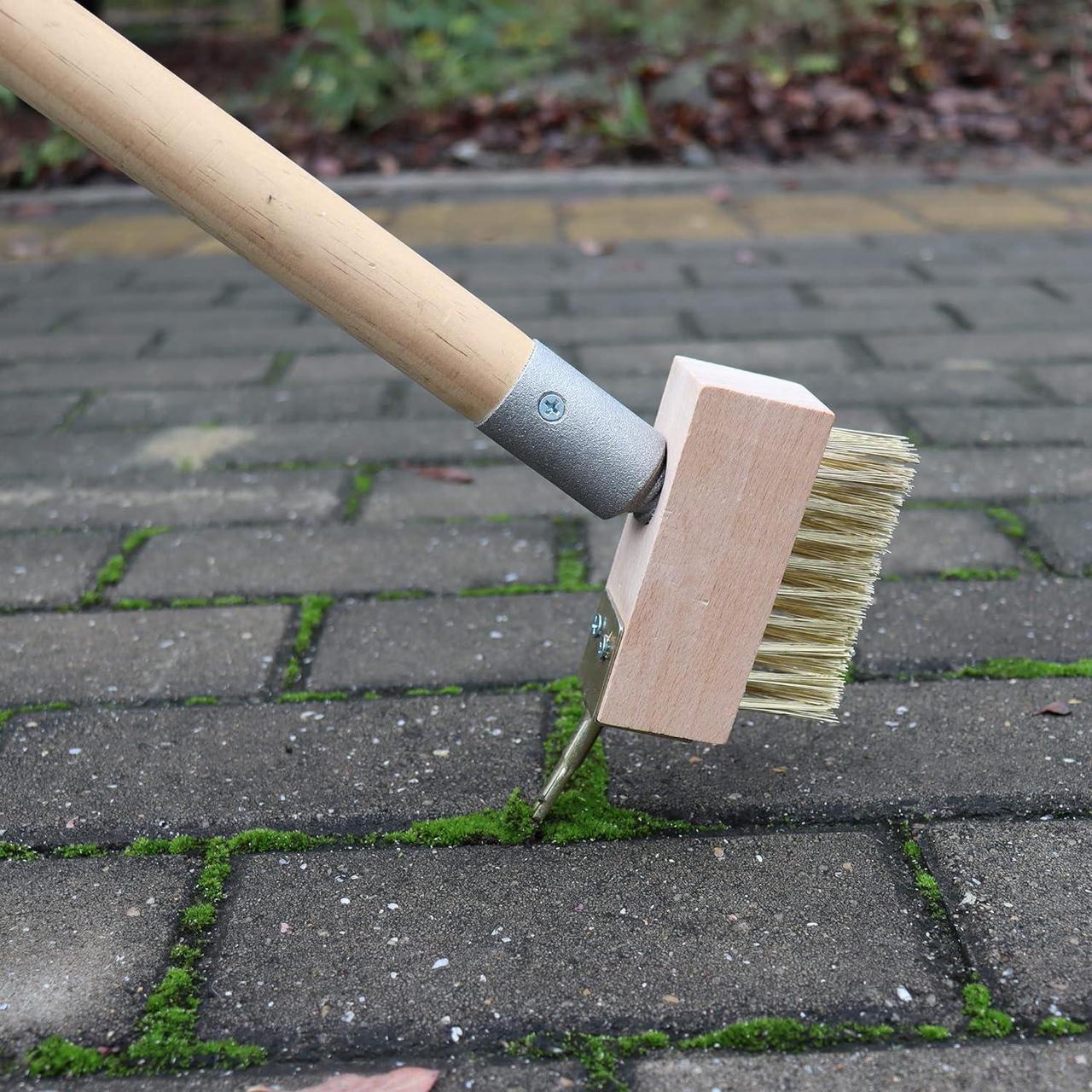 Alt view image 2 of 7 - SCRUBIT Moss & Weed Remover Wired Grout Cleaner Brush, Great for Cleaning Decks, Pavers, Patios & Walkways Weed Scraper & Wire Brush Set, Combo w/2 Brush Heads & Scraping Hook - Grout Remover Tool