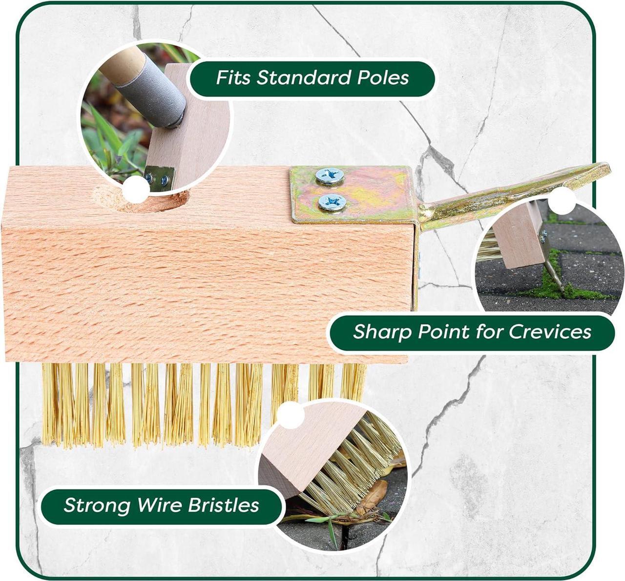 Alt view image 6 of 7 - SCRUBIT Moss & Weed Remover Wired Grout Cleaner Brush, Great for Cleaning Decks, Pavers, Patios & Walkways Weed Scraper & Wire Brush Set, Combo w/2 Brush Heads & Scraping Hook - Grout Remover Tool