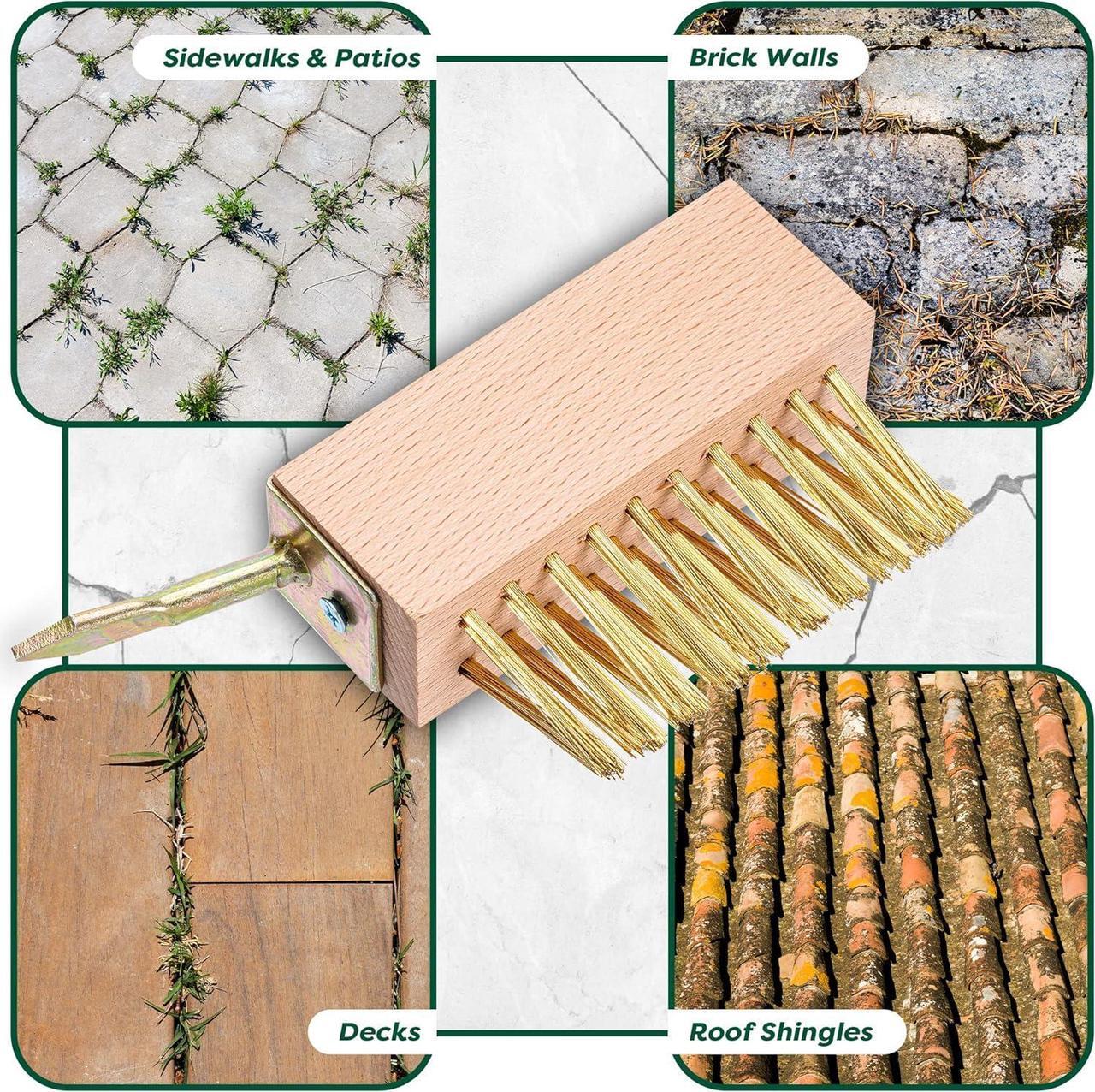 Alt view image 7 of 7 - SCRUBIT Moss & Weed Remover Wired Grout Cleaner Brush, Great for Cleaning Decks, Pavers, Patios & Walkways Weed Scraper & Wire Brush Set, Combo w/2 Brush Heads & Scraping Hook - Grout Remover Tool