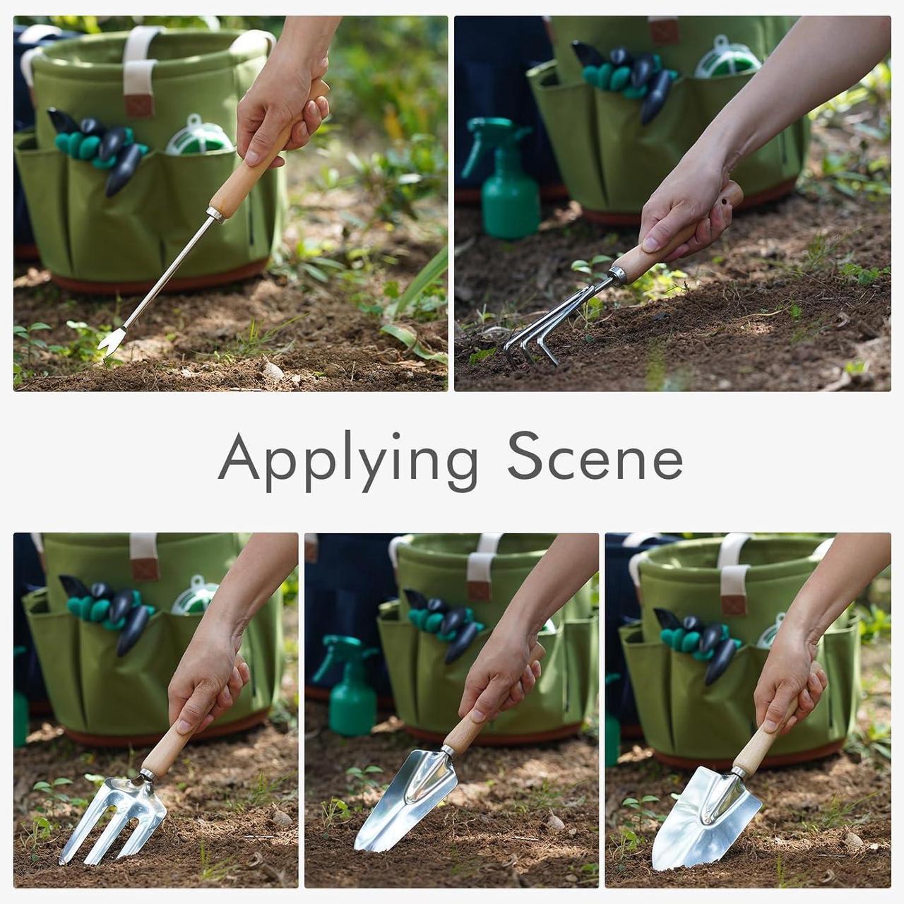Alt view image 5 of 7 - INNO STAGE 10 Piece Gardening Hand Tools Set with Garden Storage Tote Bag and Seat-Best Garden Tools Kit Organizer Valentine's Day Gifts