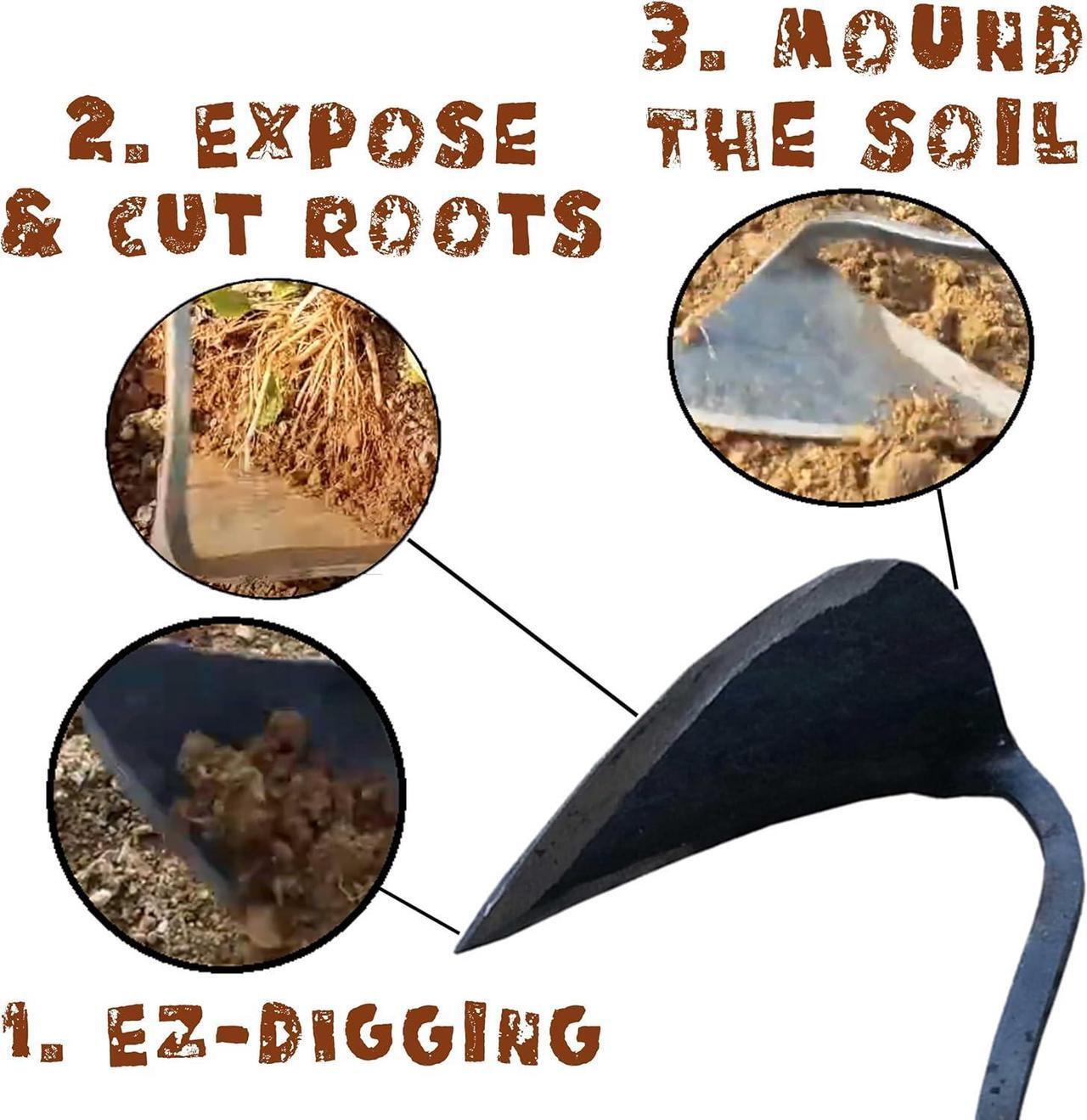 Alt view image 3 of 7 - Premium Forged Gardening Hand Plow Hoe, Korean Daejanggan Style Ho-Mi(Weeding Sickle) for EZ Digger Tools 1 Pack