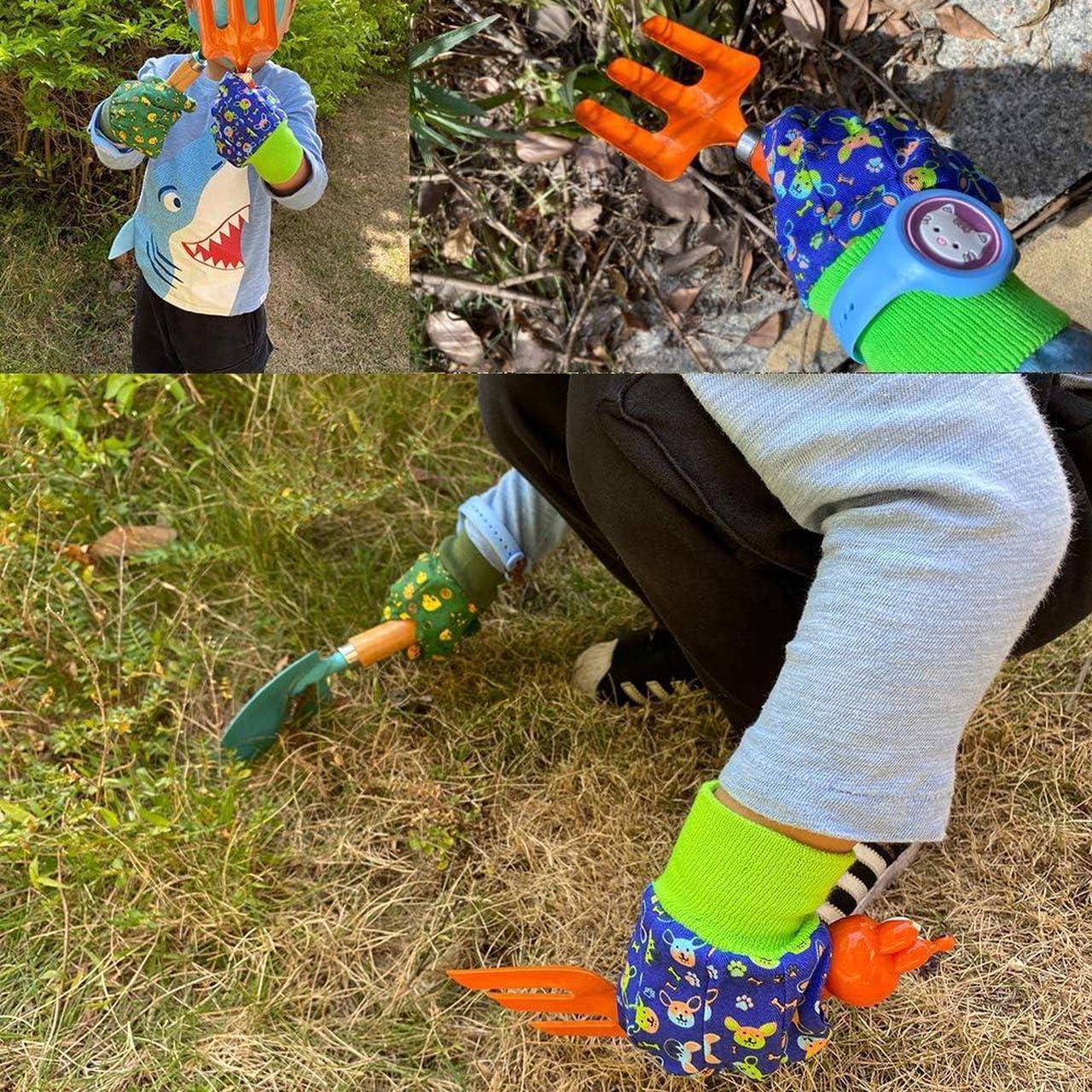 Alt view image 6 of 7 - Kids Gardening Tools Set Metal for Kids Hand Shovel Mini Garden Tools for Kids, Safe Toy Gardening Tools for Soil Planting Digging Transplanting 4 Pieces
