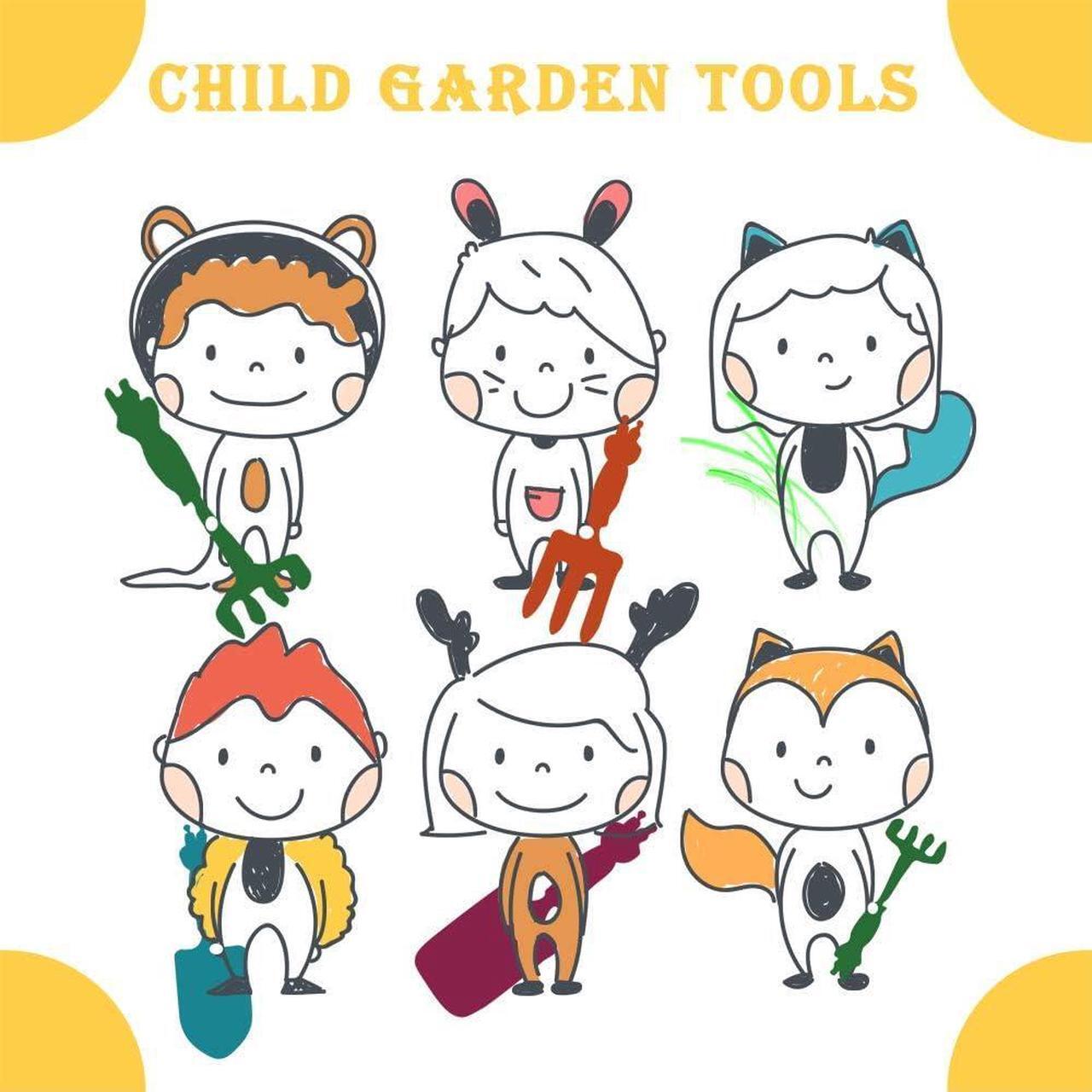 Alt view image 7 of 7 - Kids Gardening Tools Set Metal for Kids Hand Shovel Mini Garden Tools for Kids, Safe Toy Gardening Tools for Soil Planting Digging Transplanting 4 Pieces